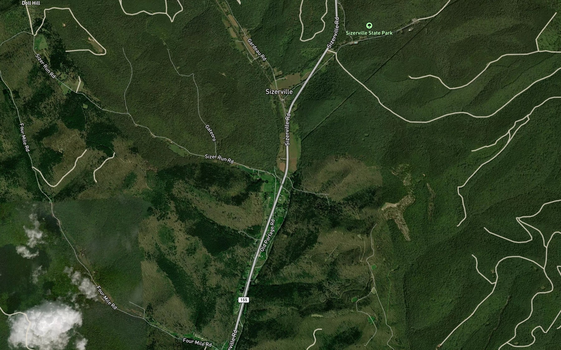 Satellite map of the Sizer Run