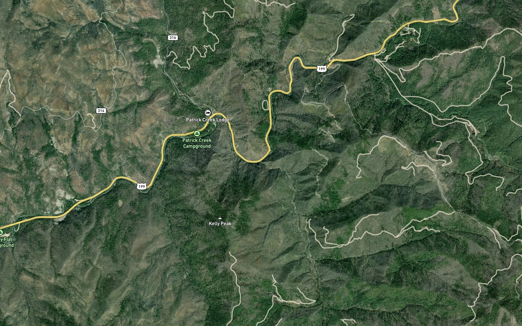 Satellite map of the Little Jones Creek