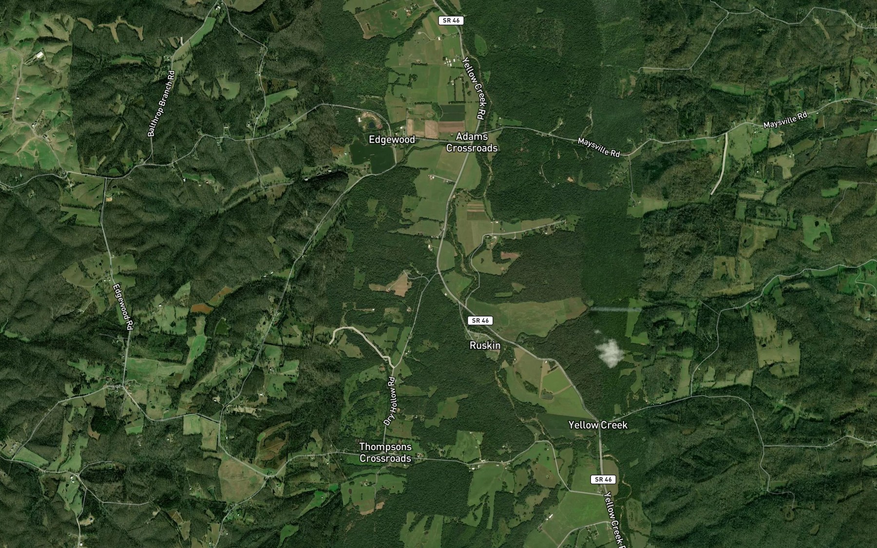 Satellite map of the Rogers Spring