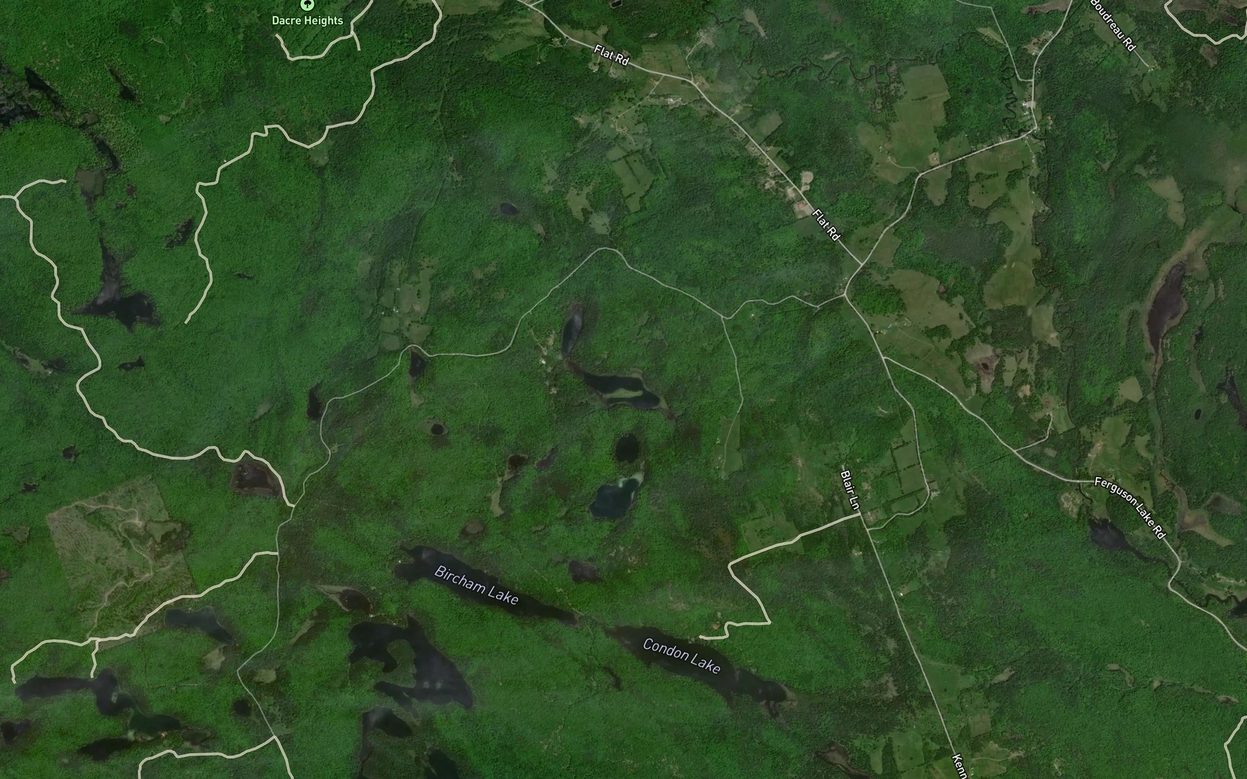 Satellite map of the Ryans Lake