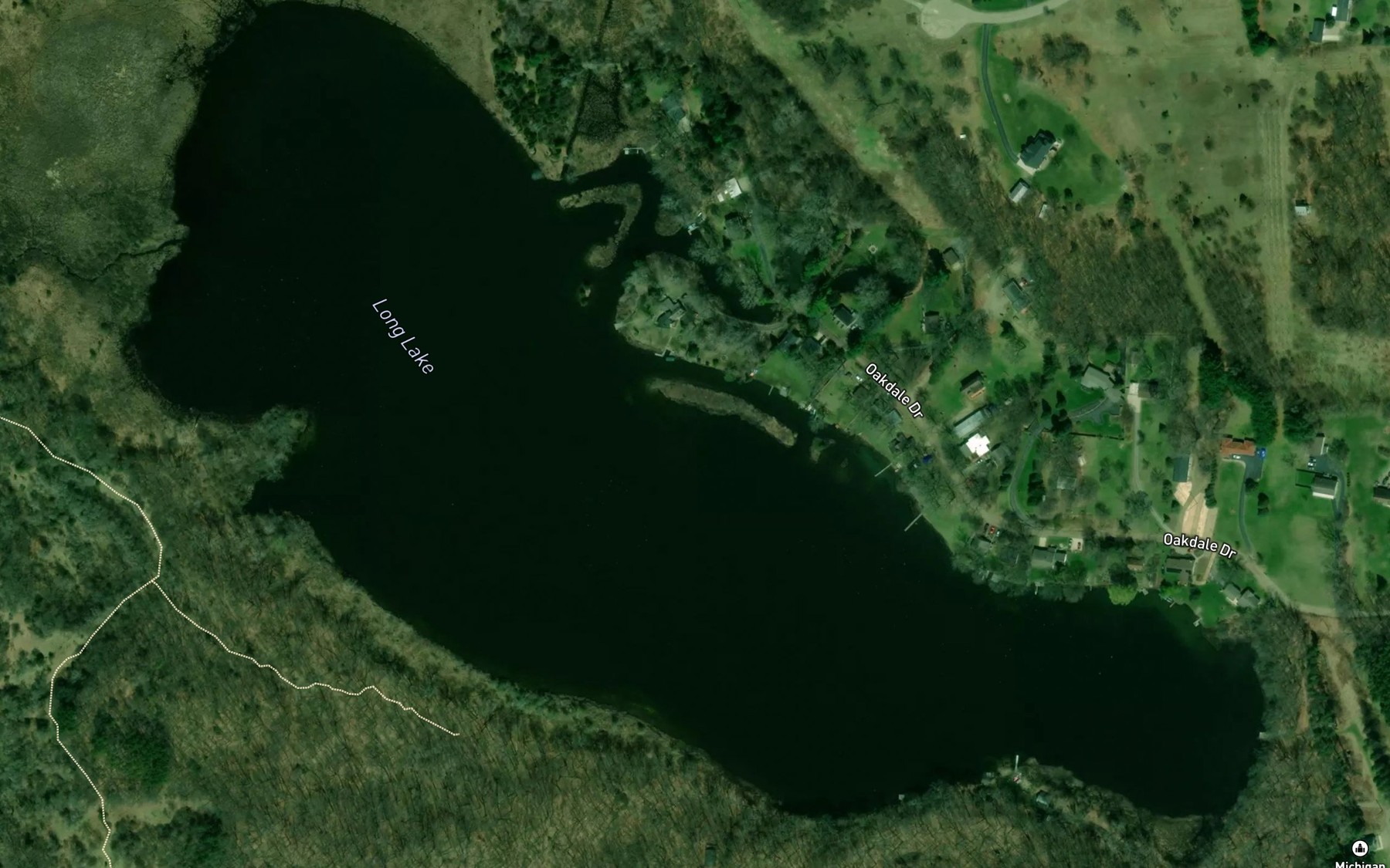 Satellite map of the Long Lake