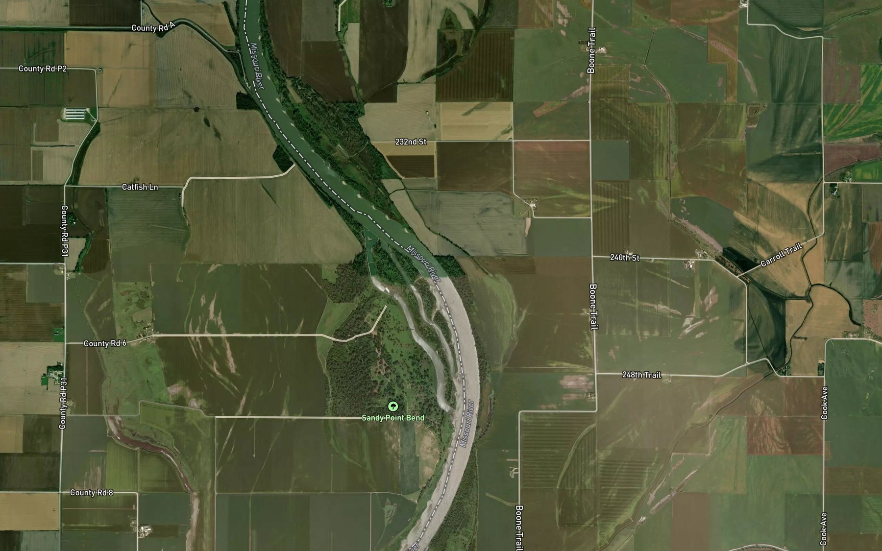 Satellite map of the Sandy Point Bend