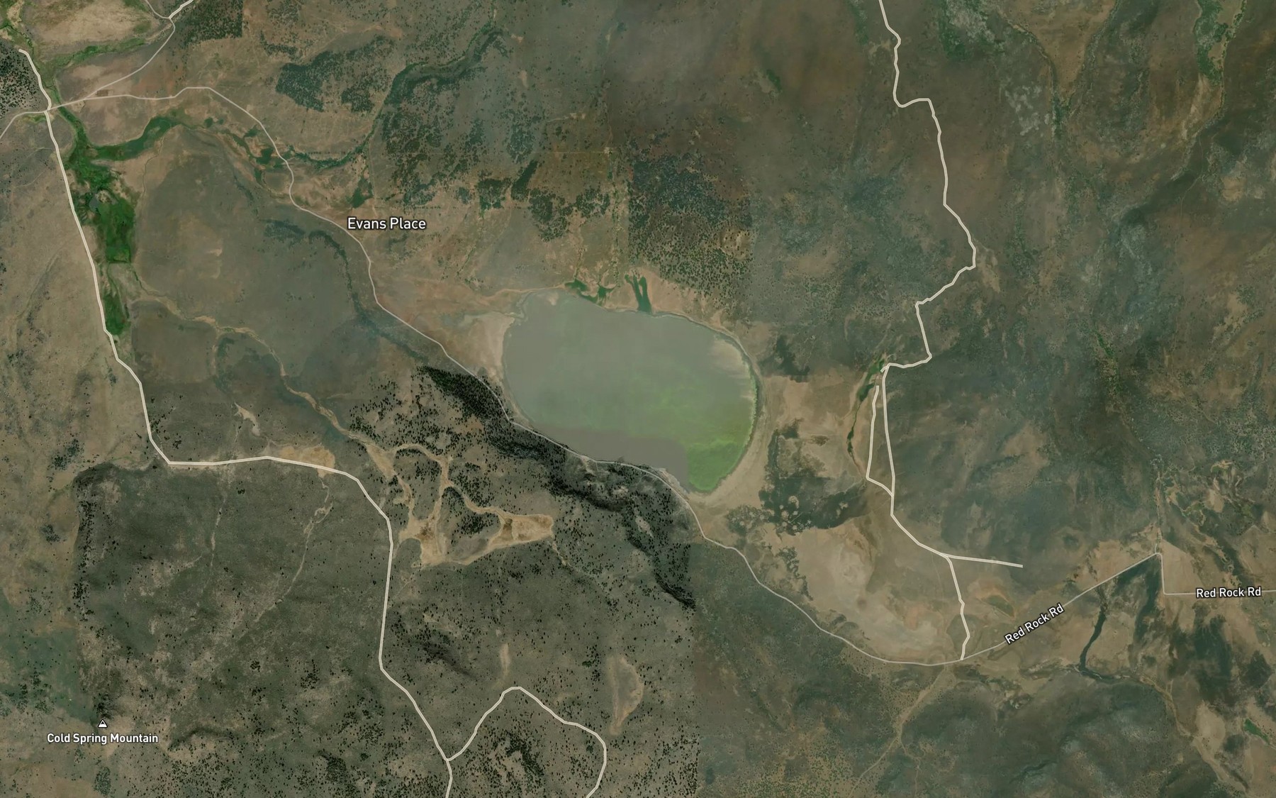 Satellite map of the Red Rock Lake
