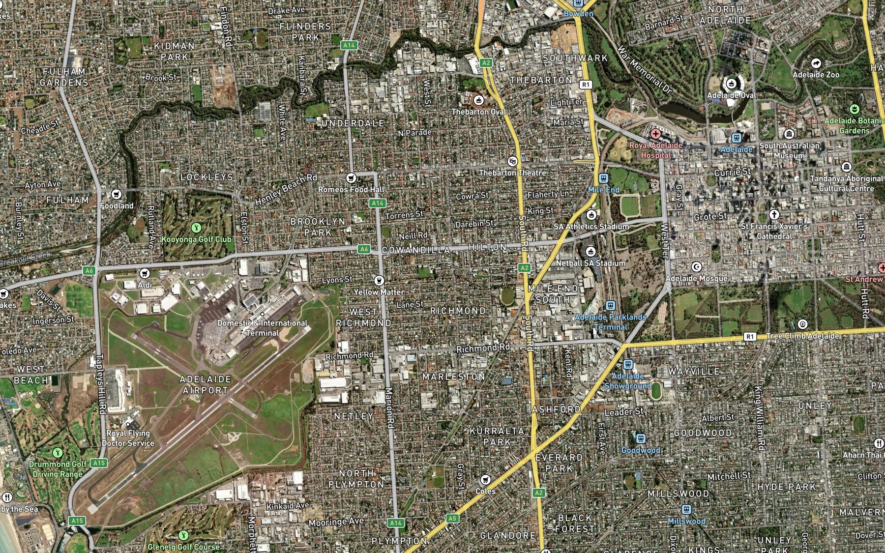 Satellite map of the Keswick Creek