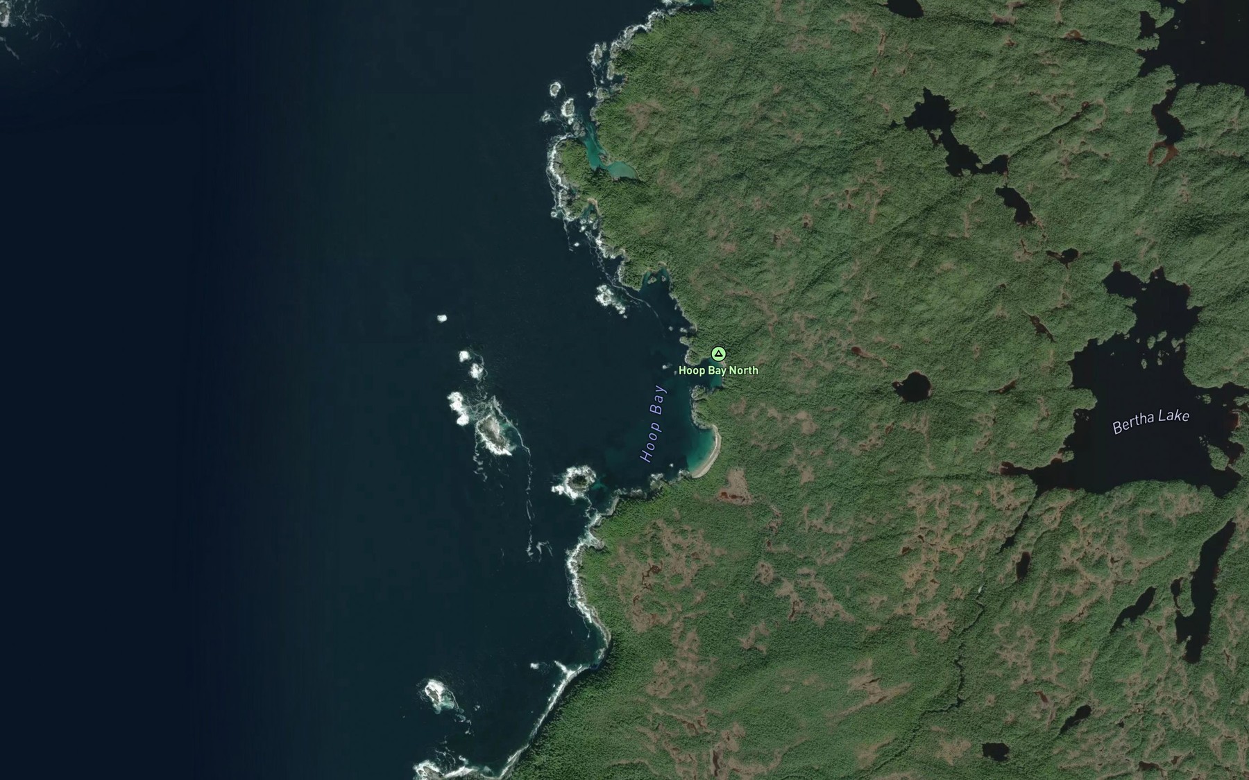 Satellite map of the Hoop Bay