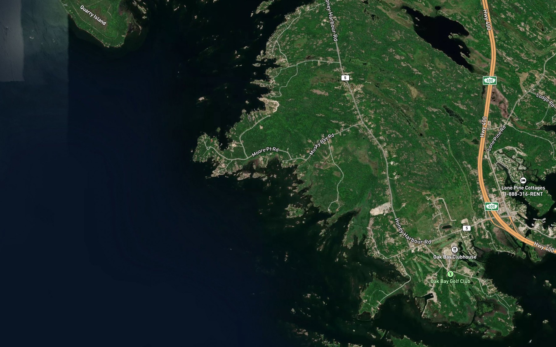 Satellite map of the Muskie Bay