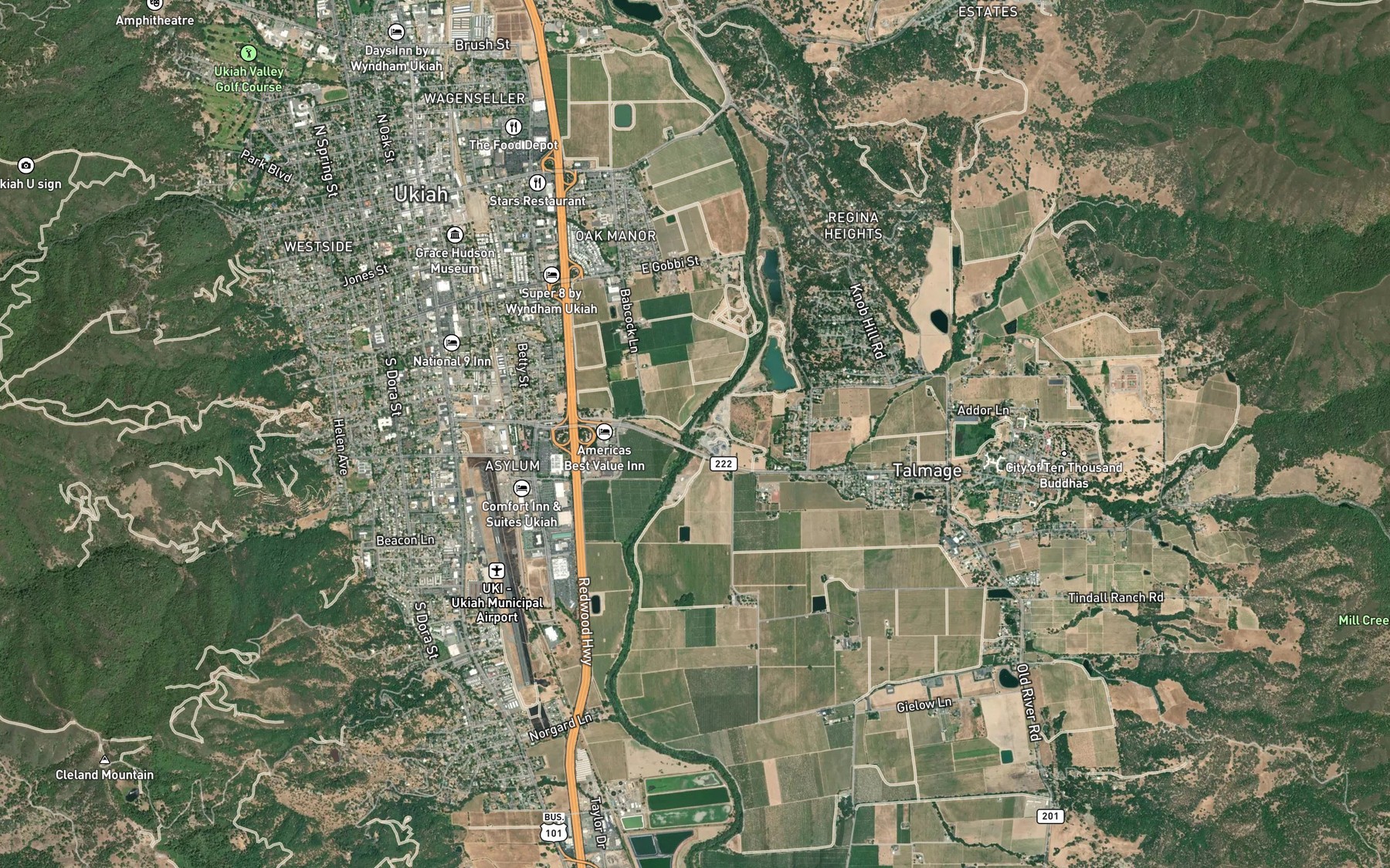Satellite map of the Mill Creek