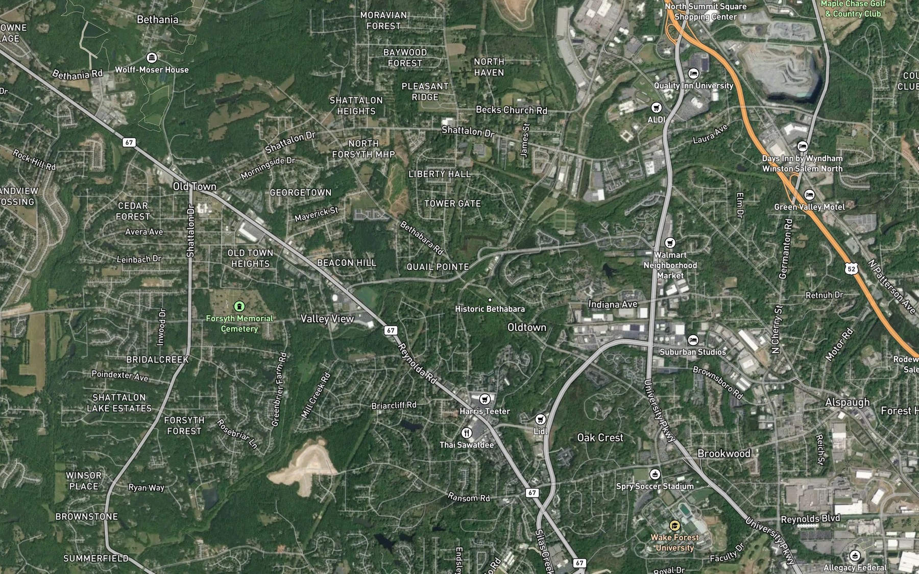 Satellite map of the Monarcas Creek
