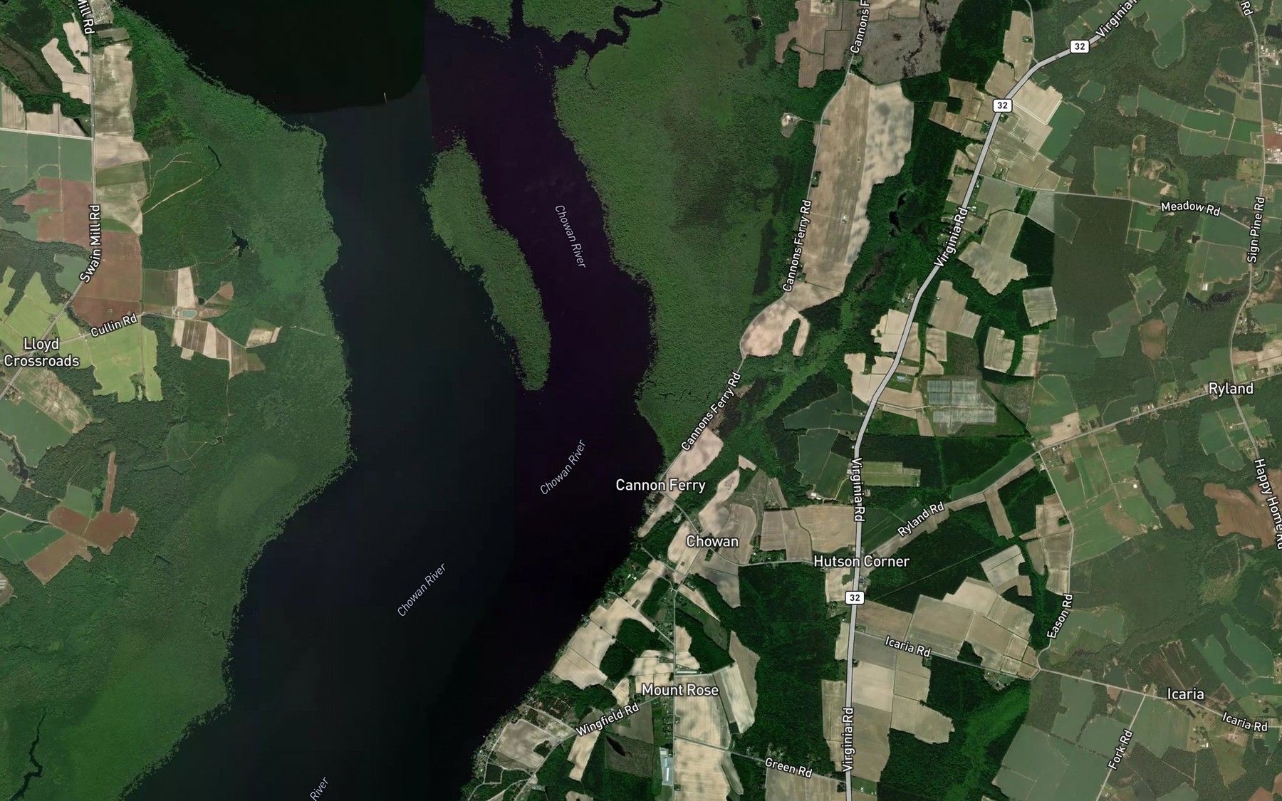 Satellite map of the Stumpy Creek