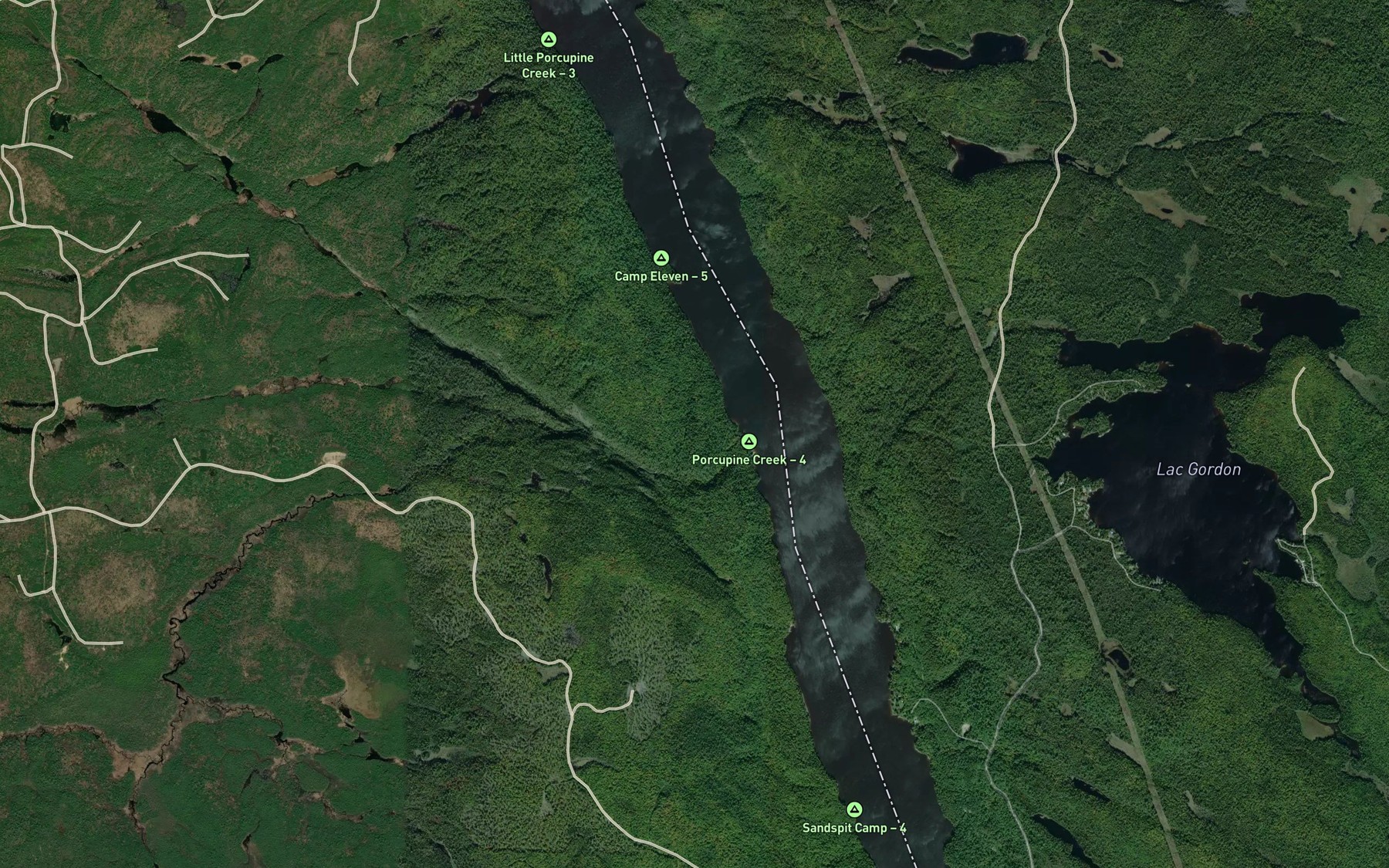 Satellite map of the Porcupine Creek