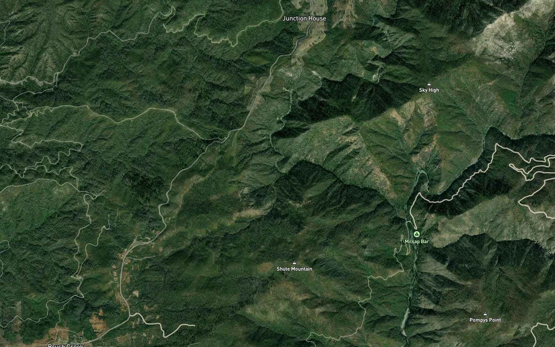 Satellite map of the Mountain House Creek