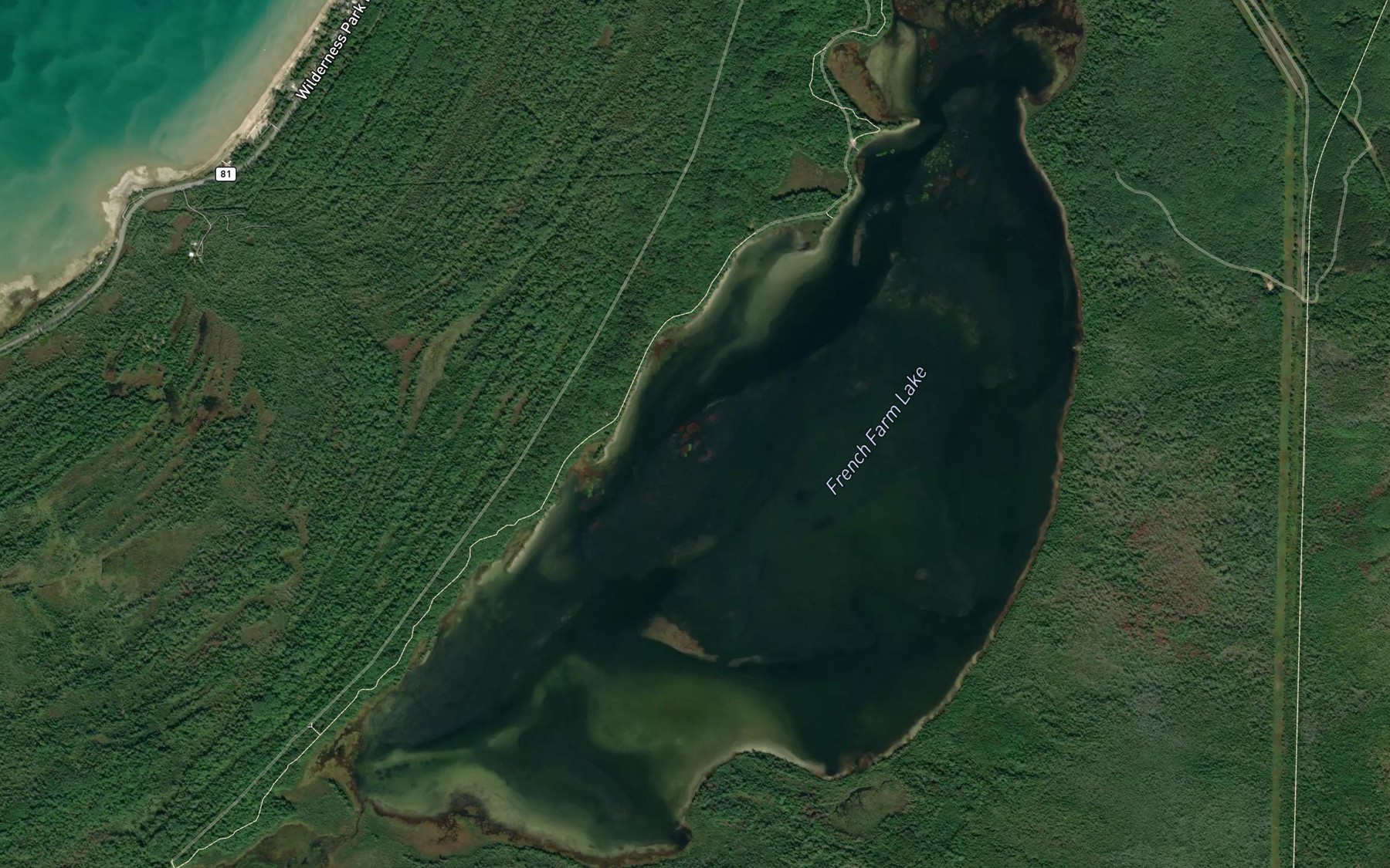 Satellite map of the French Farm Lake