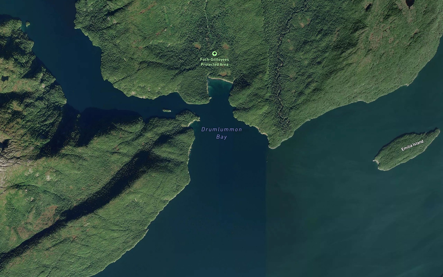 Satellite map of the Drumlummon Bay
