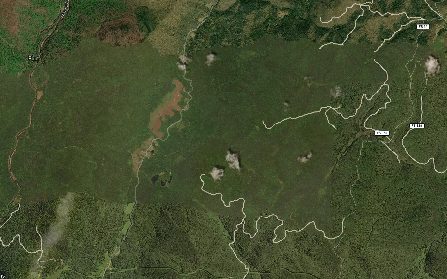 Satellite map of the Frazier Creek