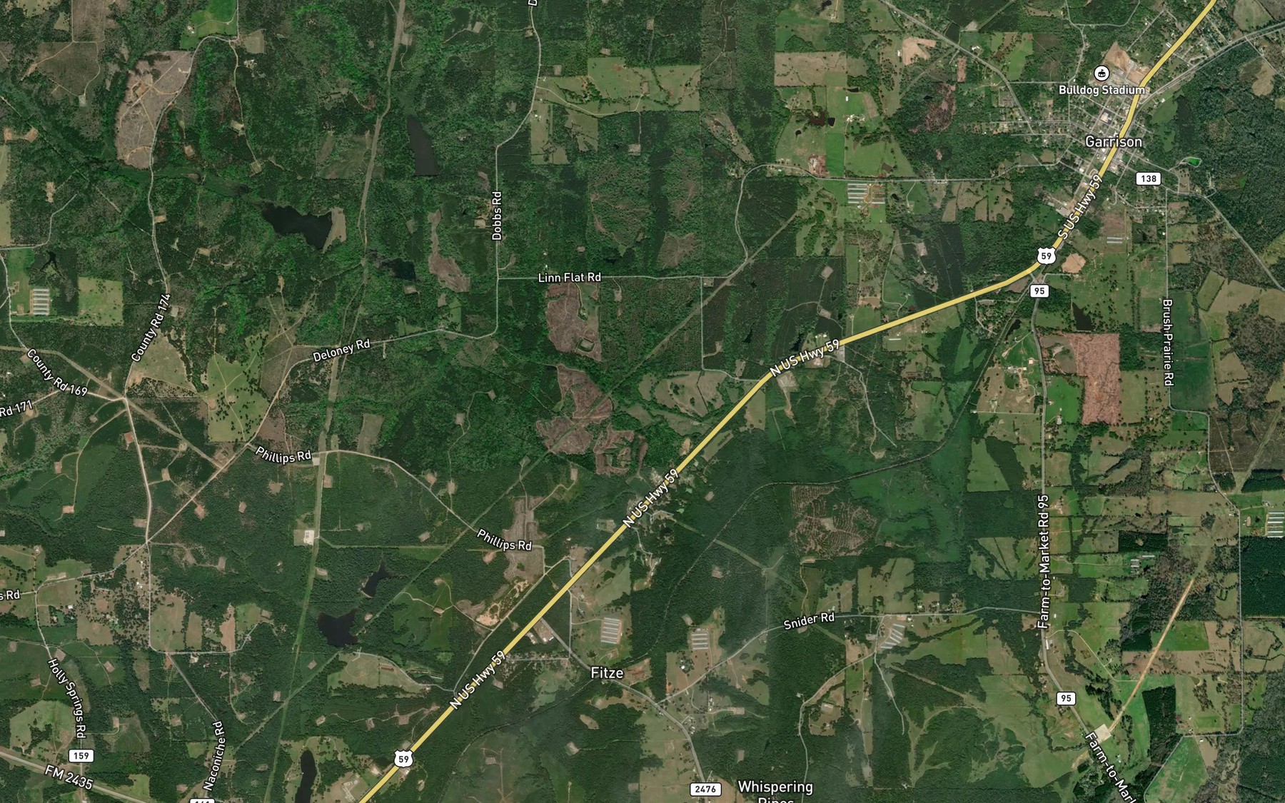 Satellite map of the Village Creek