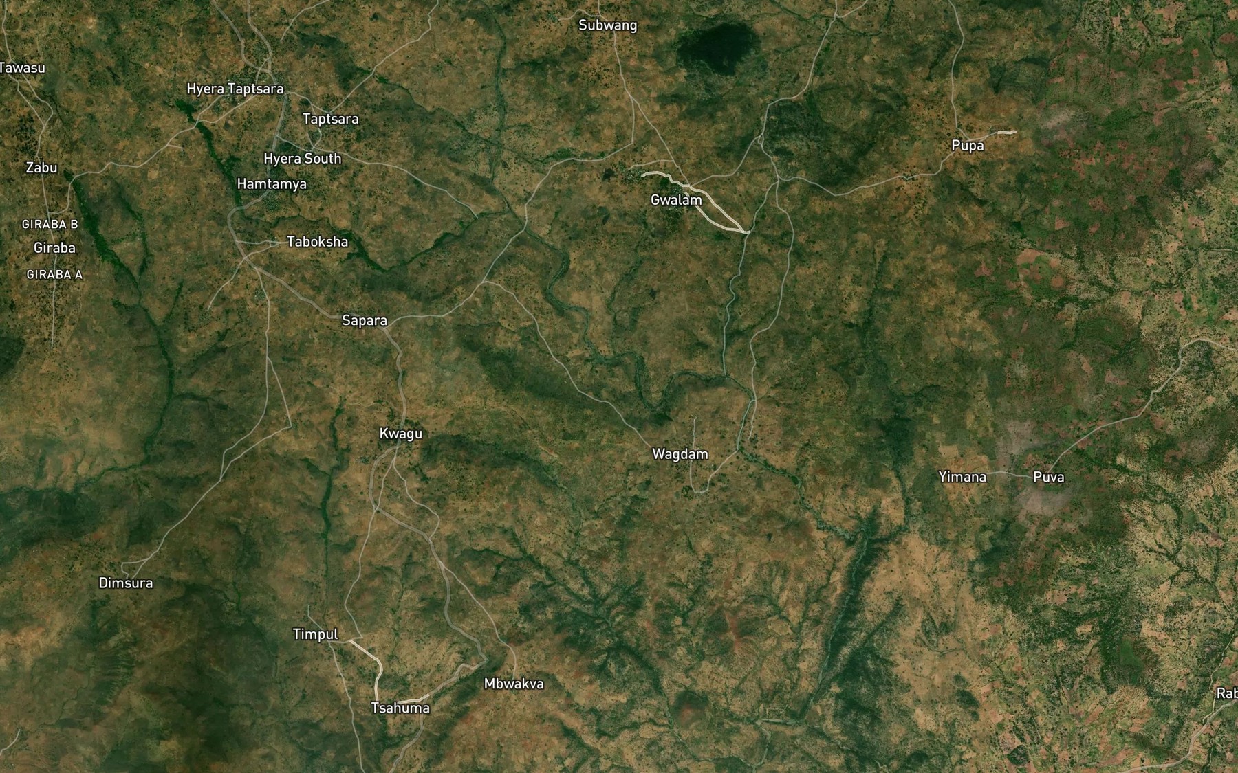 Satellite map of the River Tabuwa