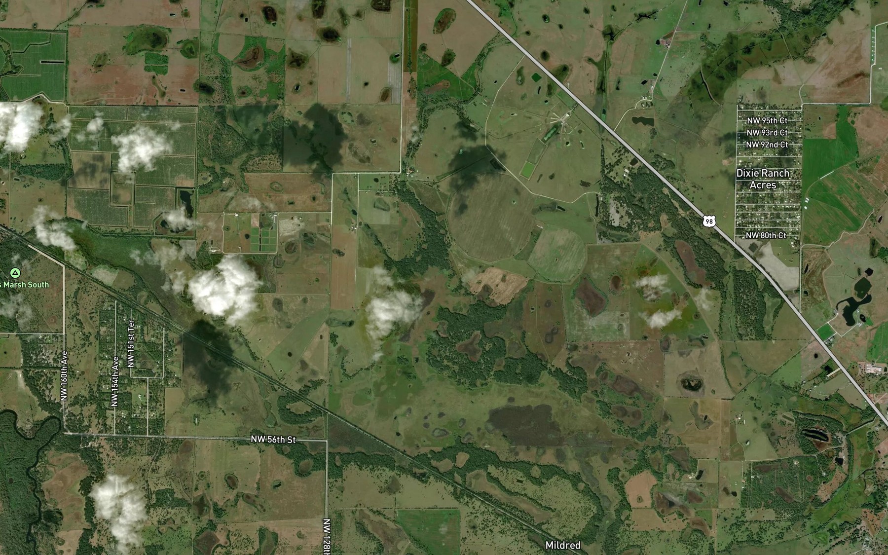 Satellite map of the Sandfly Gully