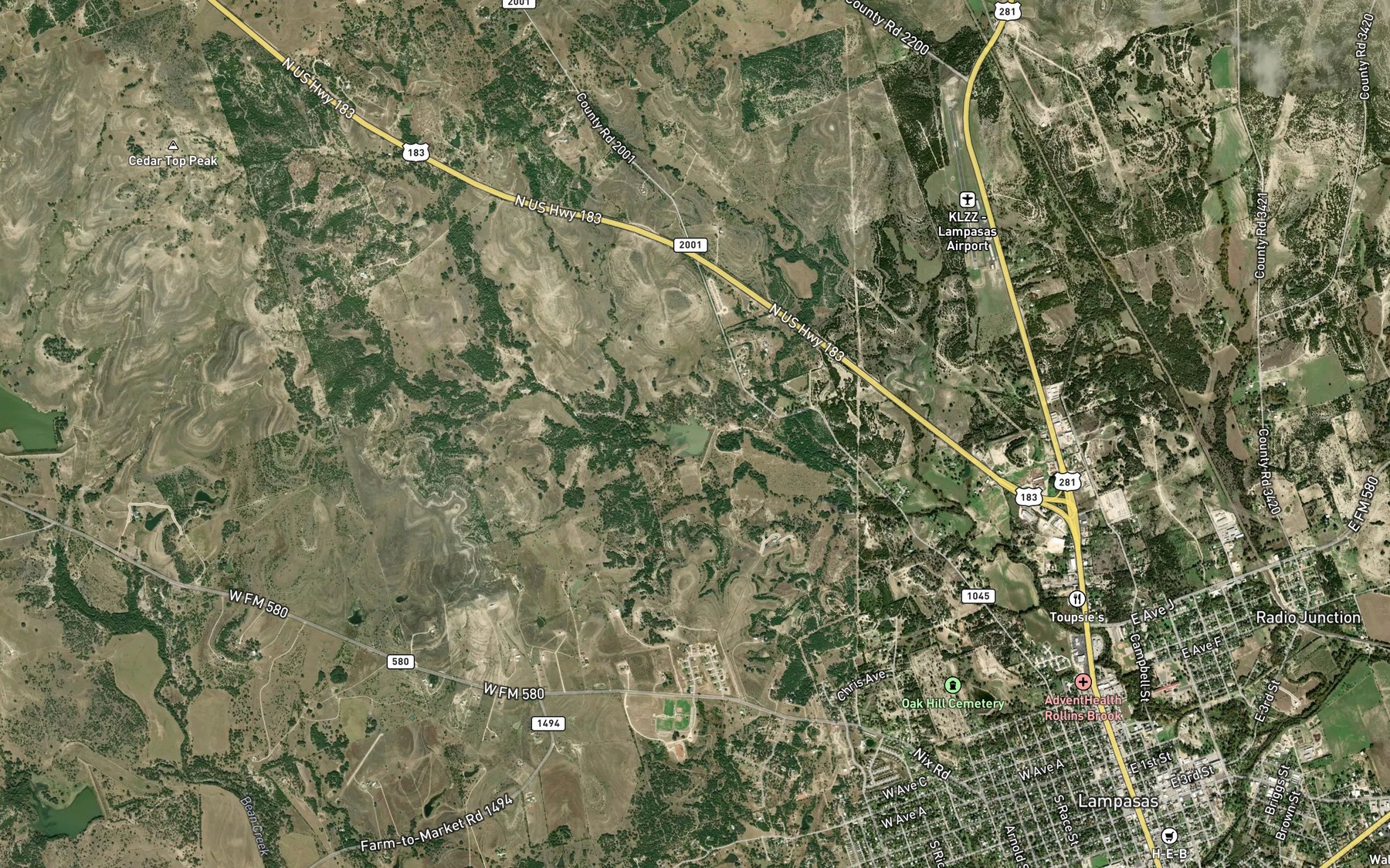 Satellite map of the Soil Conservation Service Site 5 Reservoir