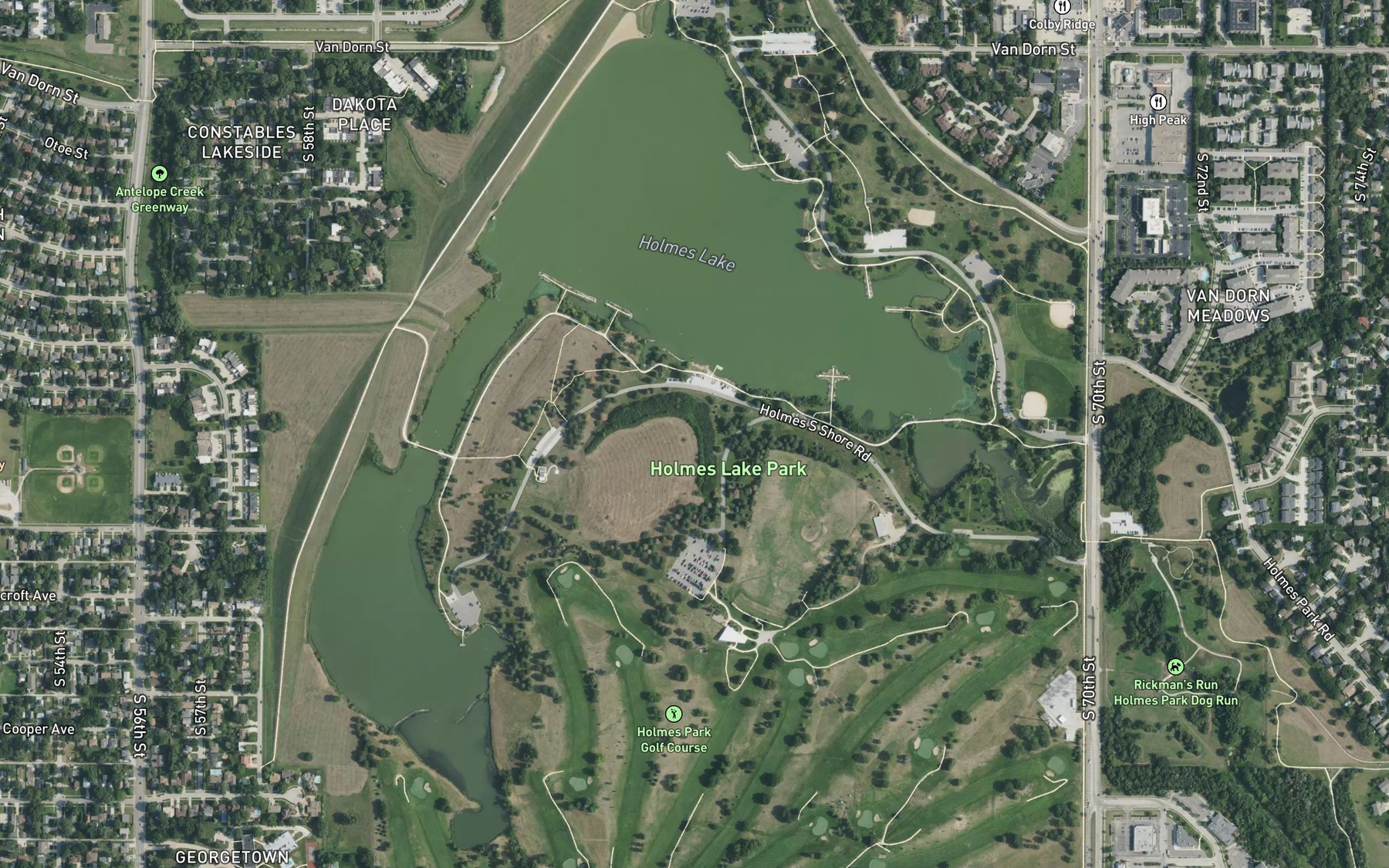 Satellite map of the Holmes Lake