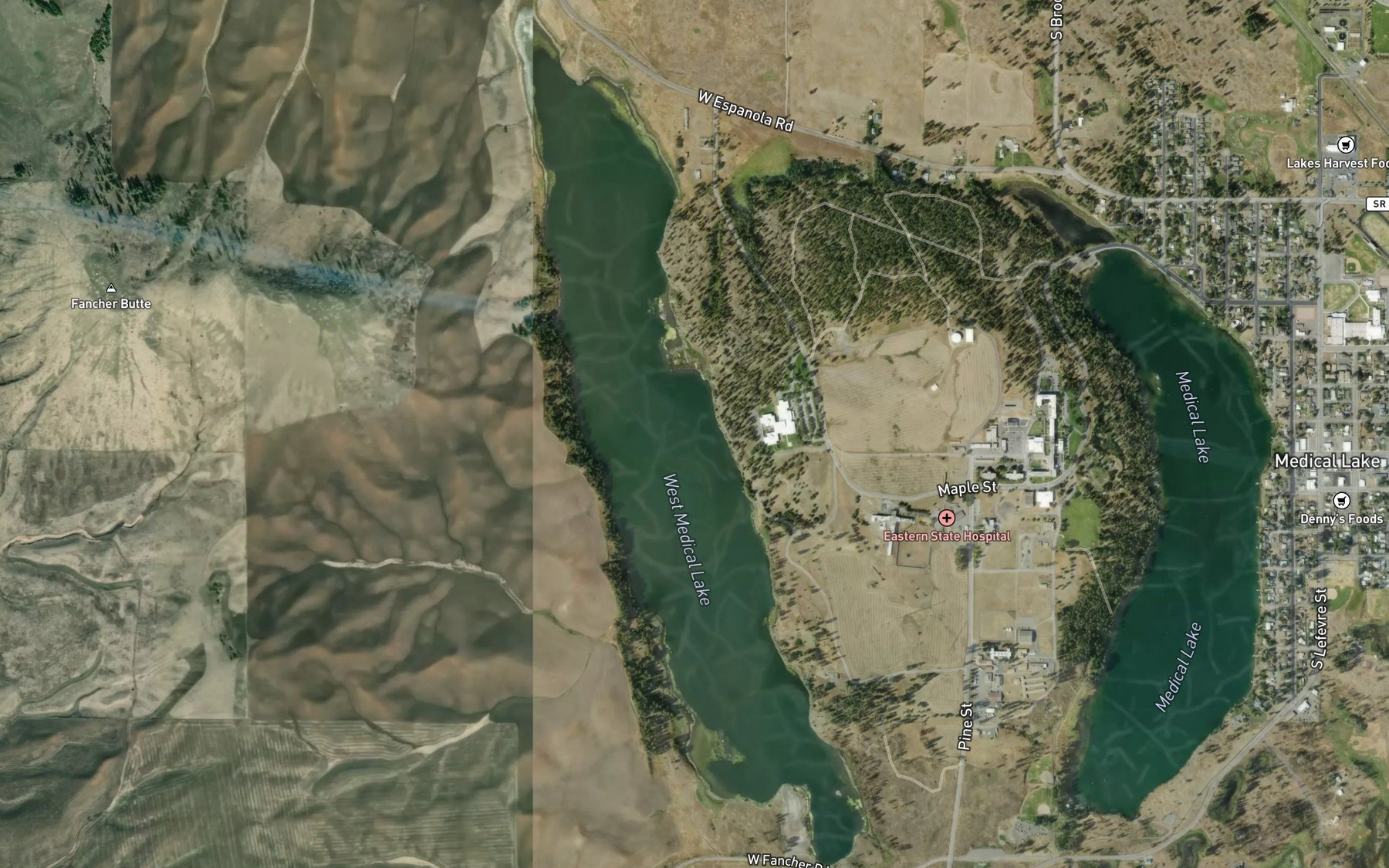 Satellite map of the West Medical Lake