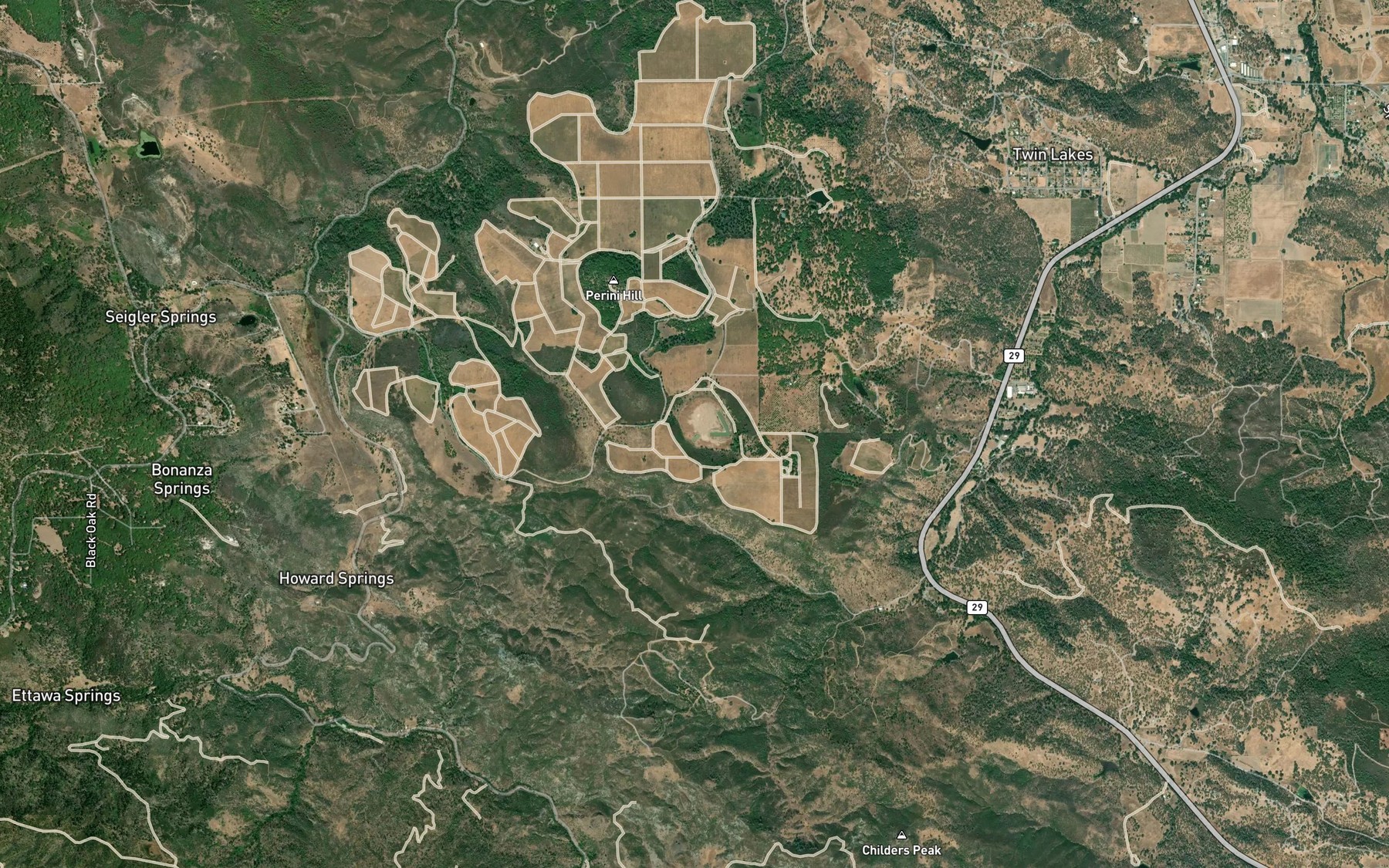 Satellite map of the Snows Lake