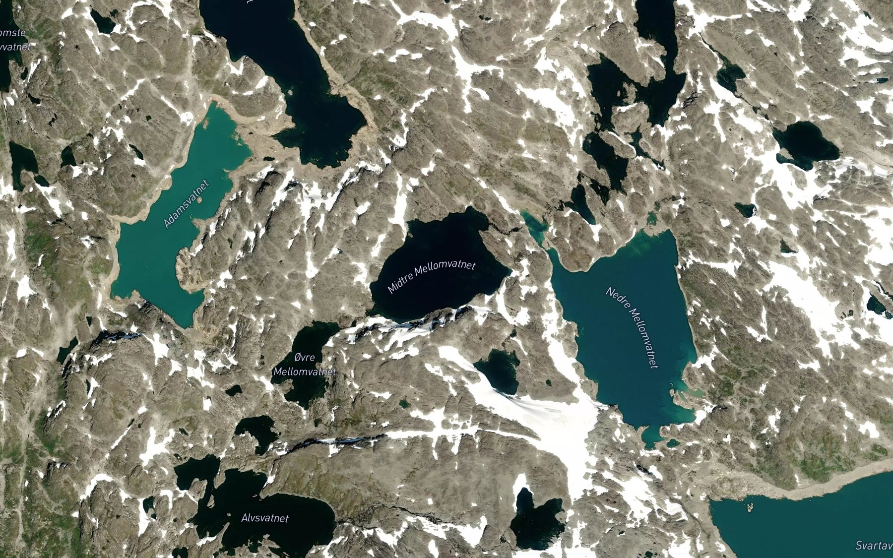 Satellite map of the Mellomvotni