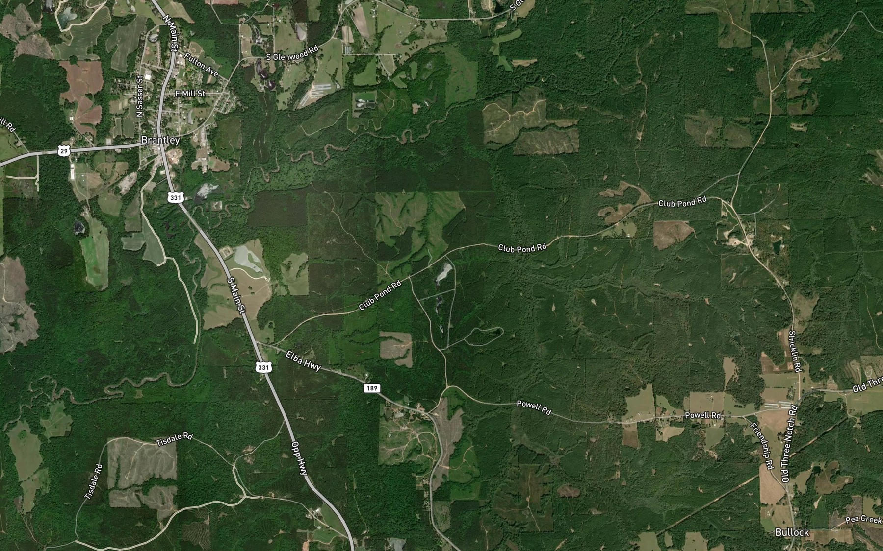 Satellite map of the Bailey Lakes