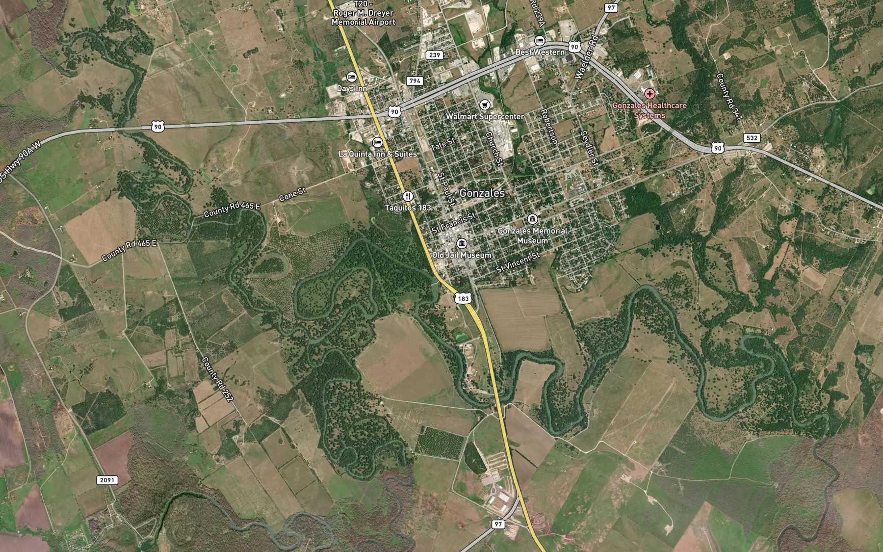 Satellite map of the Gonzales Lake