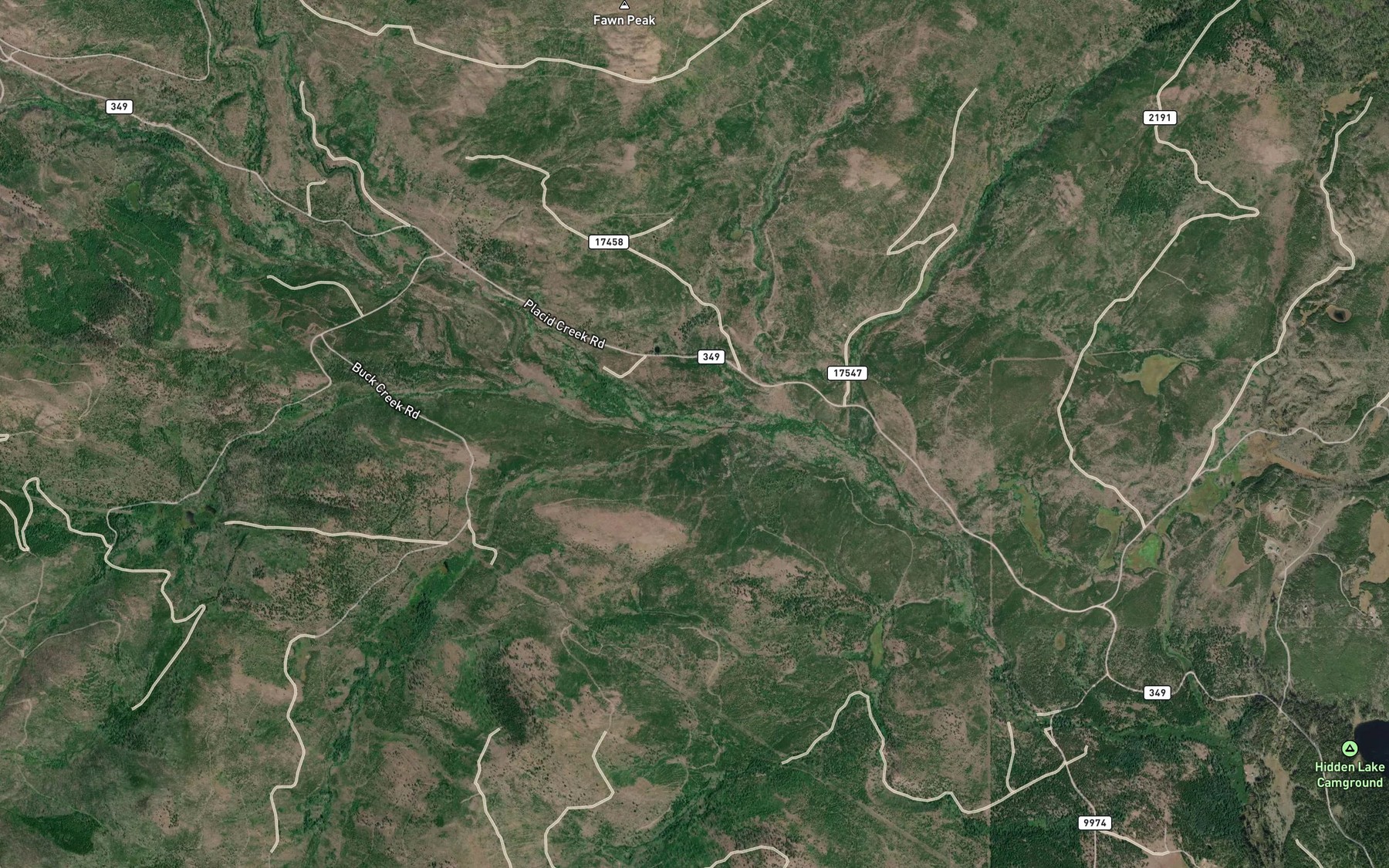Satellite map of the Buck Creek
