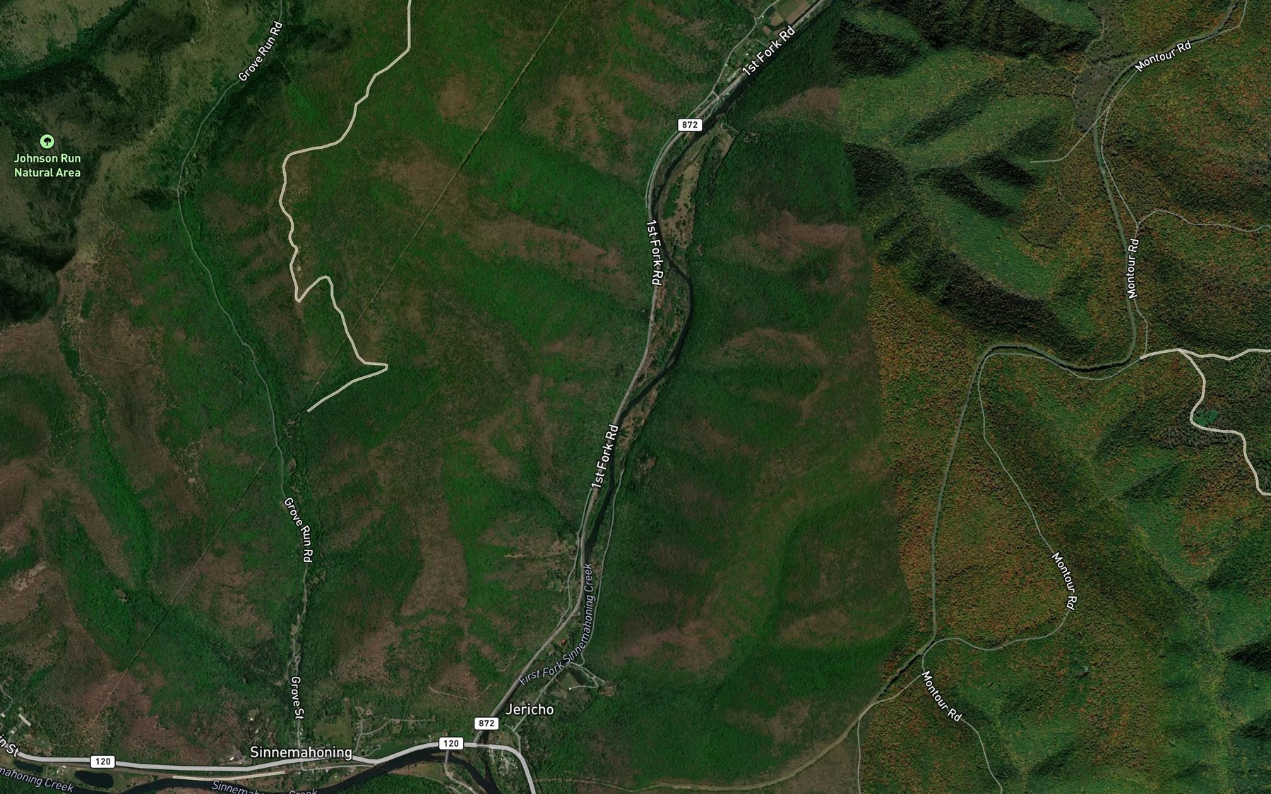 Satellite map of the White Oak Run