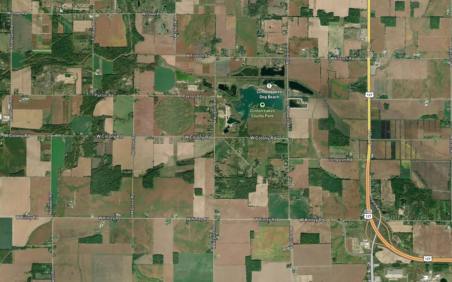 Satellite map of the Henderson Drain