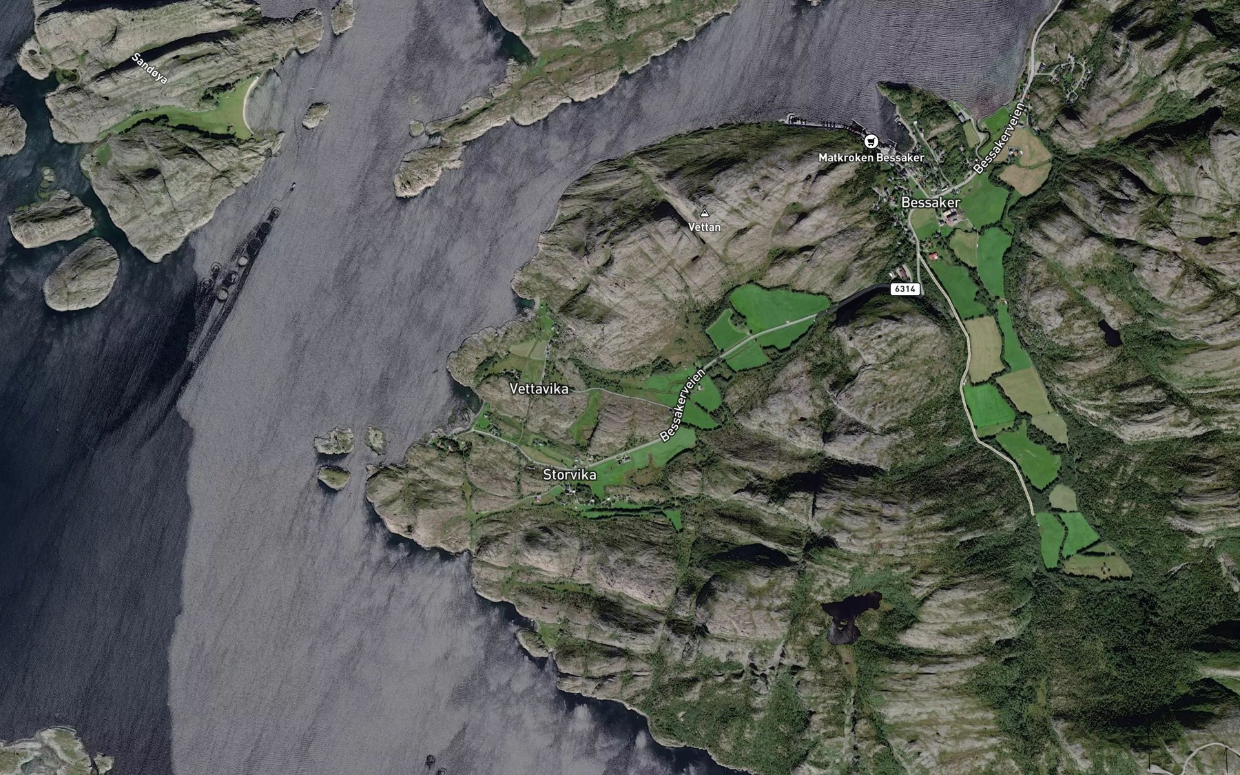 Satellite map of the Vettavikbekken