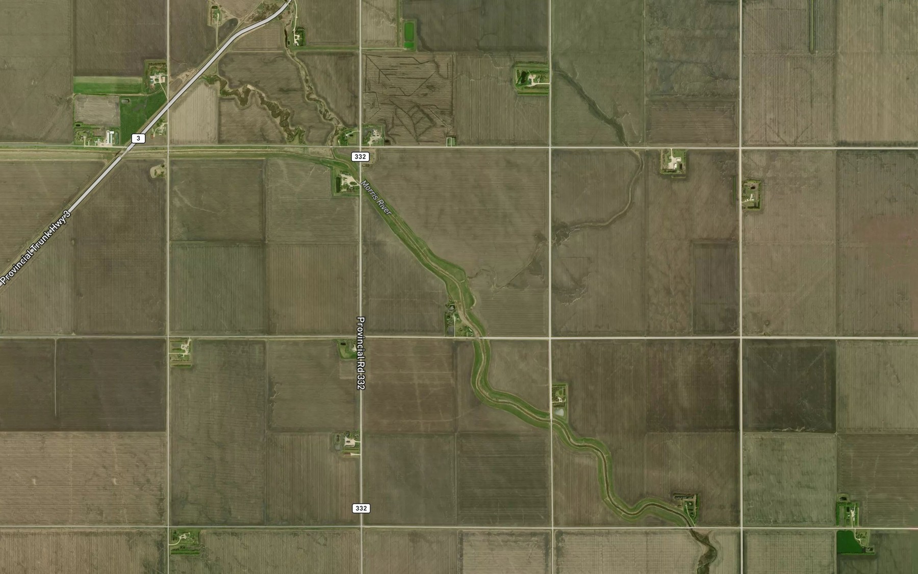 Satellite map of the Strauss Drain Coulee