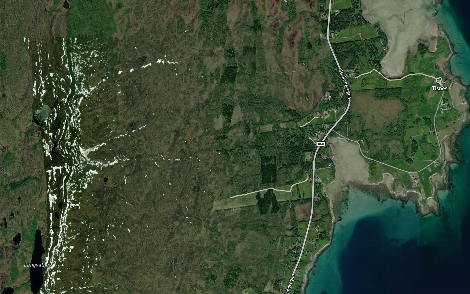 Satellite map of the Lakjoselva