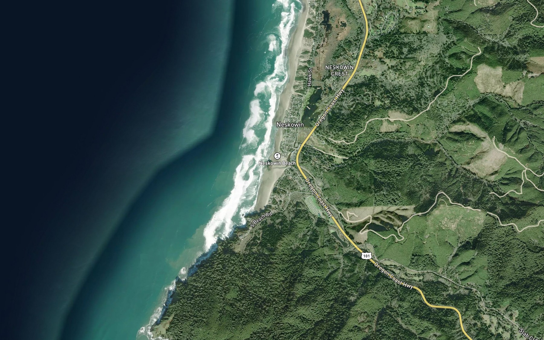 Satellite map of the Neskowin Creek