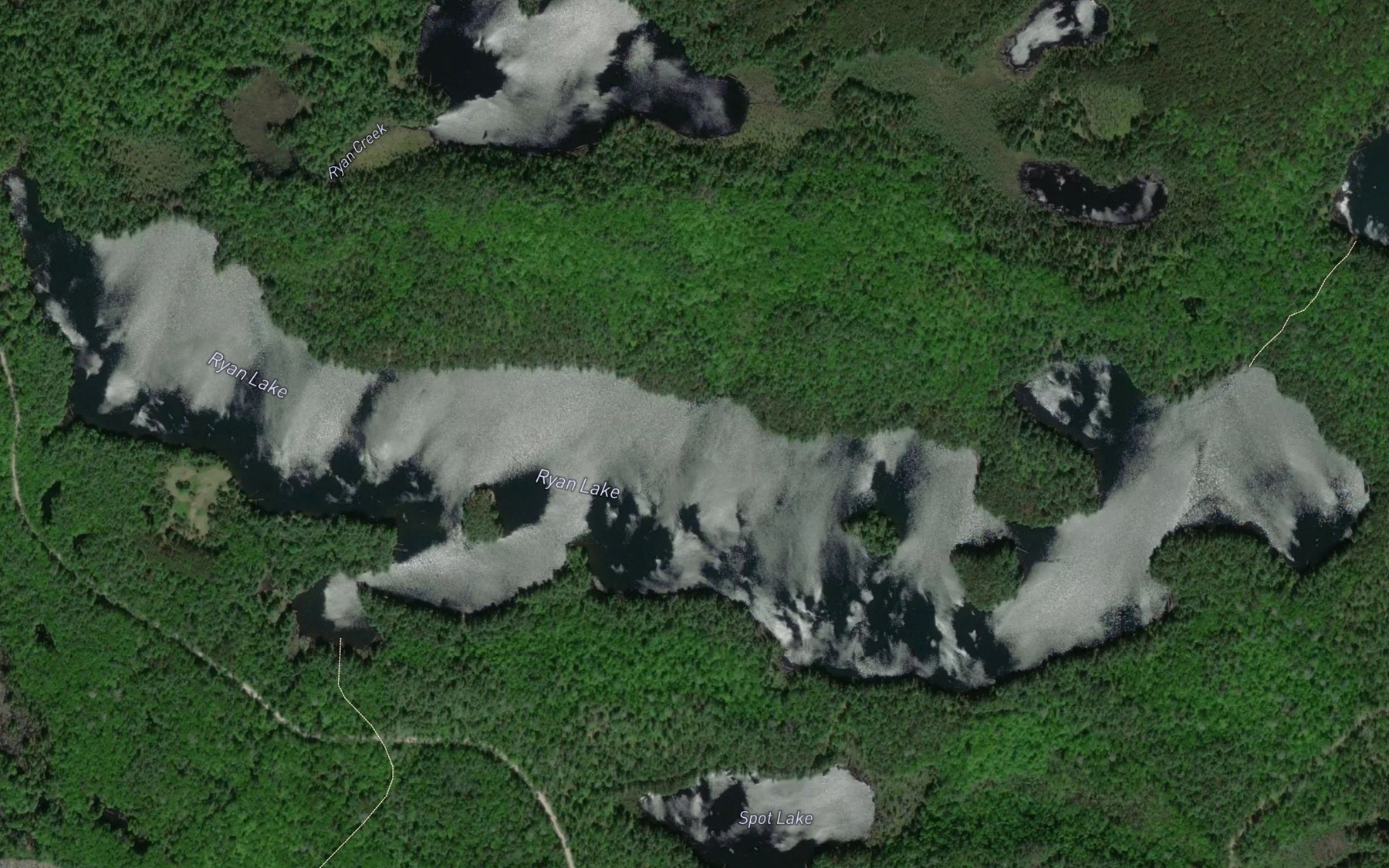 Satellite map of the Ryan Lake
