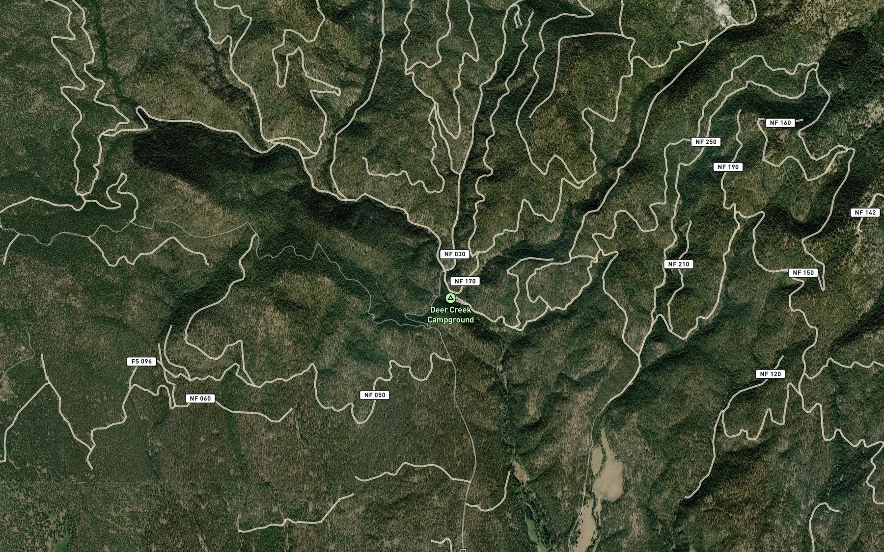 Satellite map of the Lake Creek