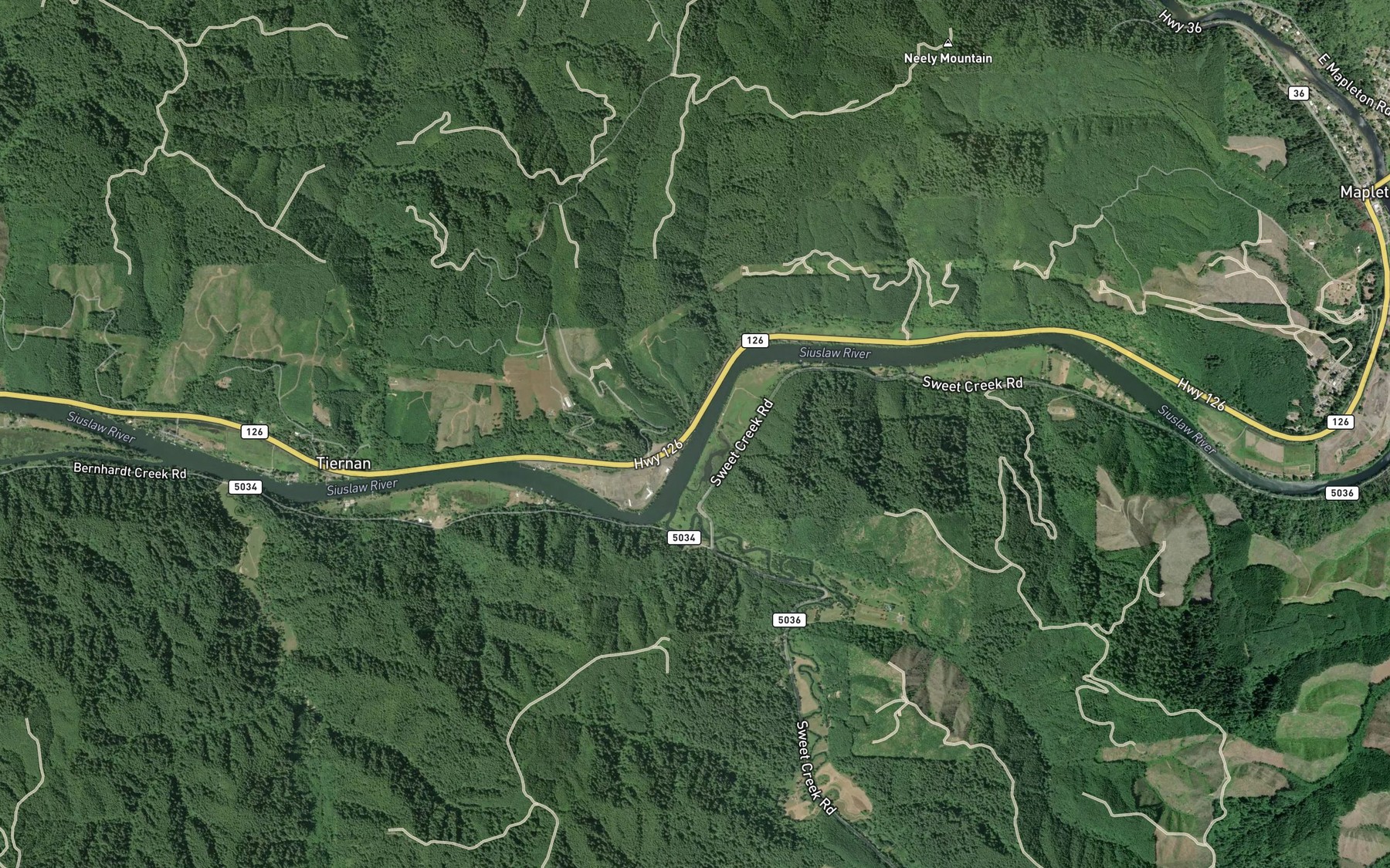 Satellite map of the Neilson Creek
