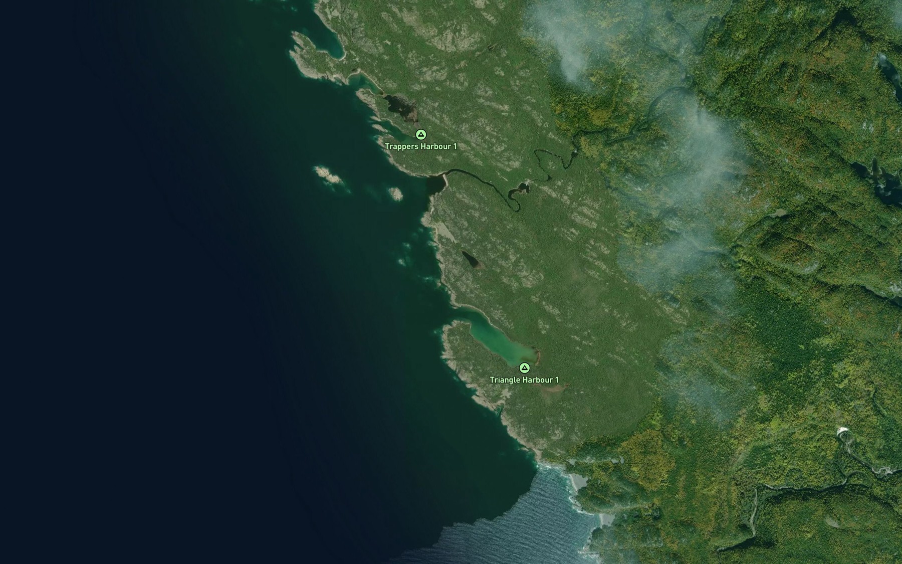 Satellite map of the Swallow River