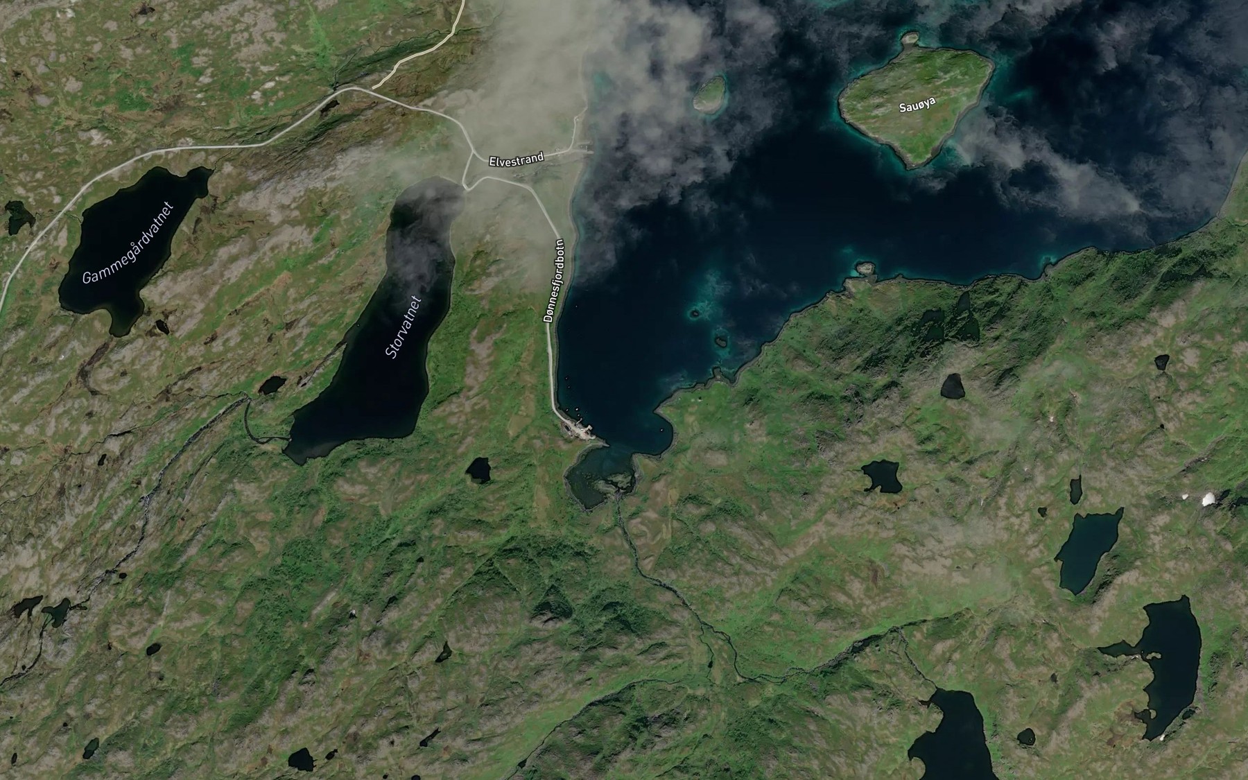 Satellite map of the Donnesfjordbotn