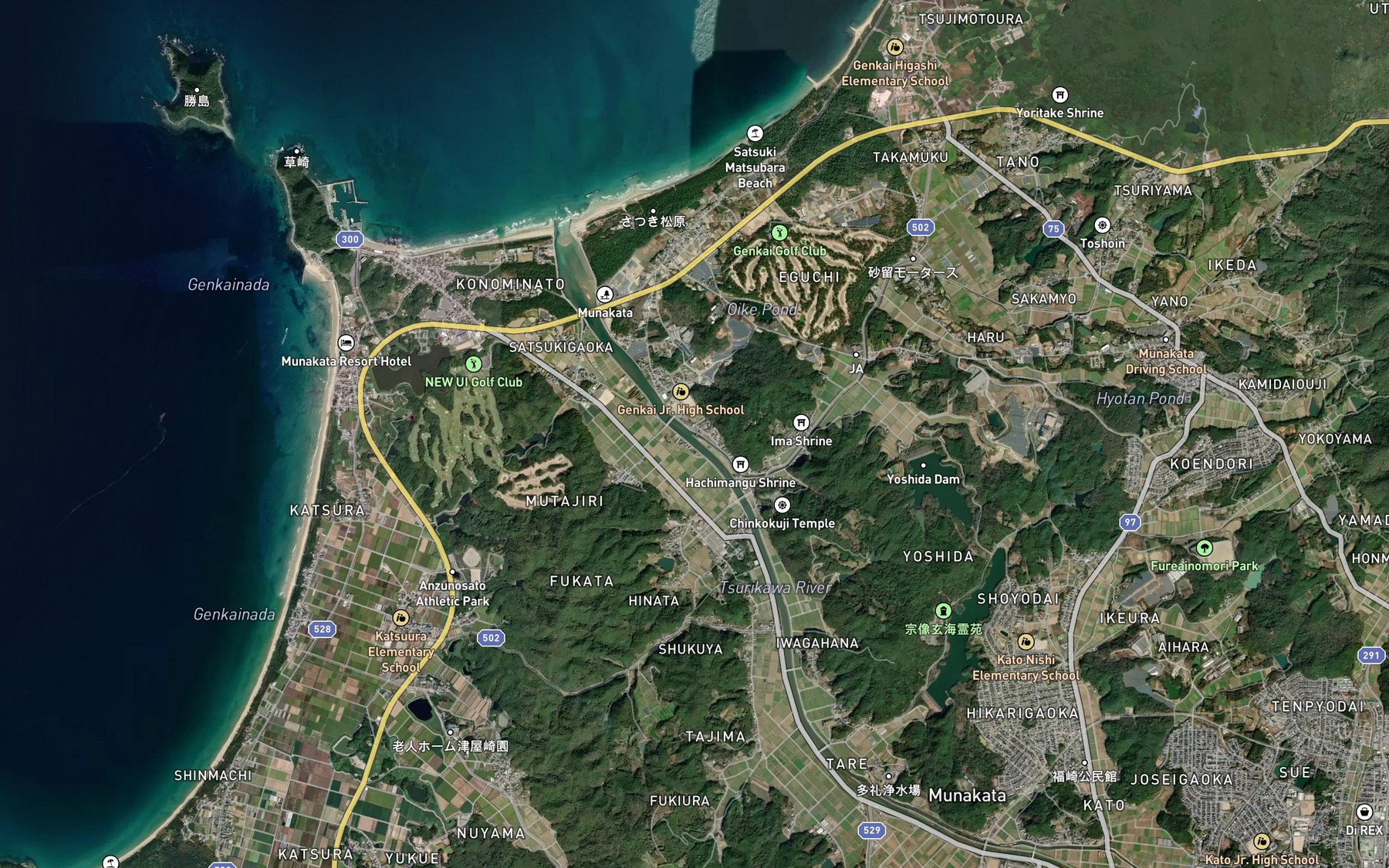 Satellite map of the Tarumi Gawa
