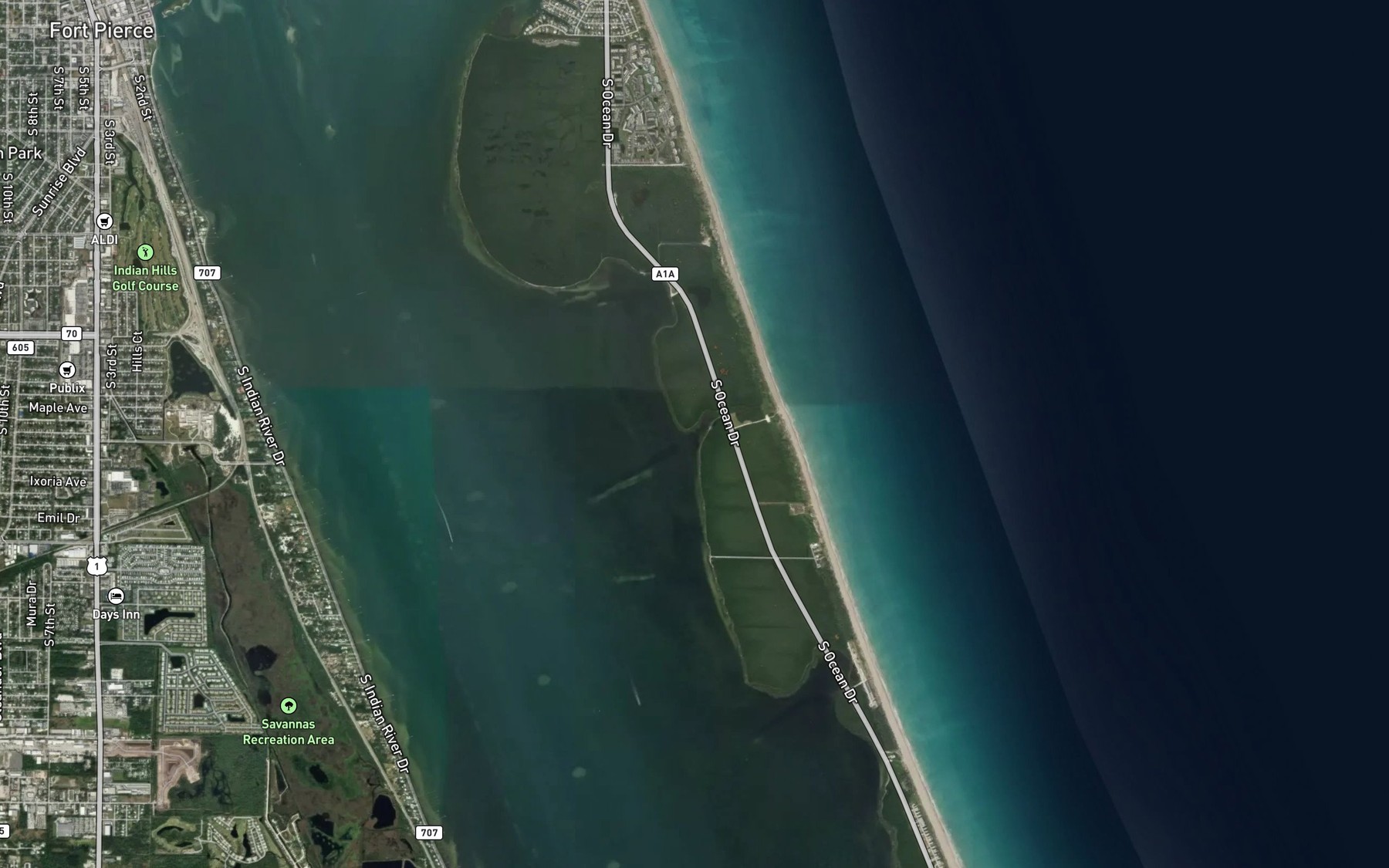 Satellite map of the Pete Stones Creek