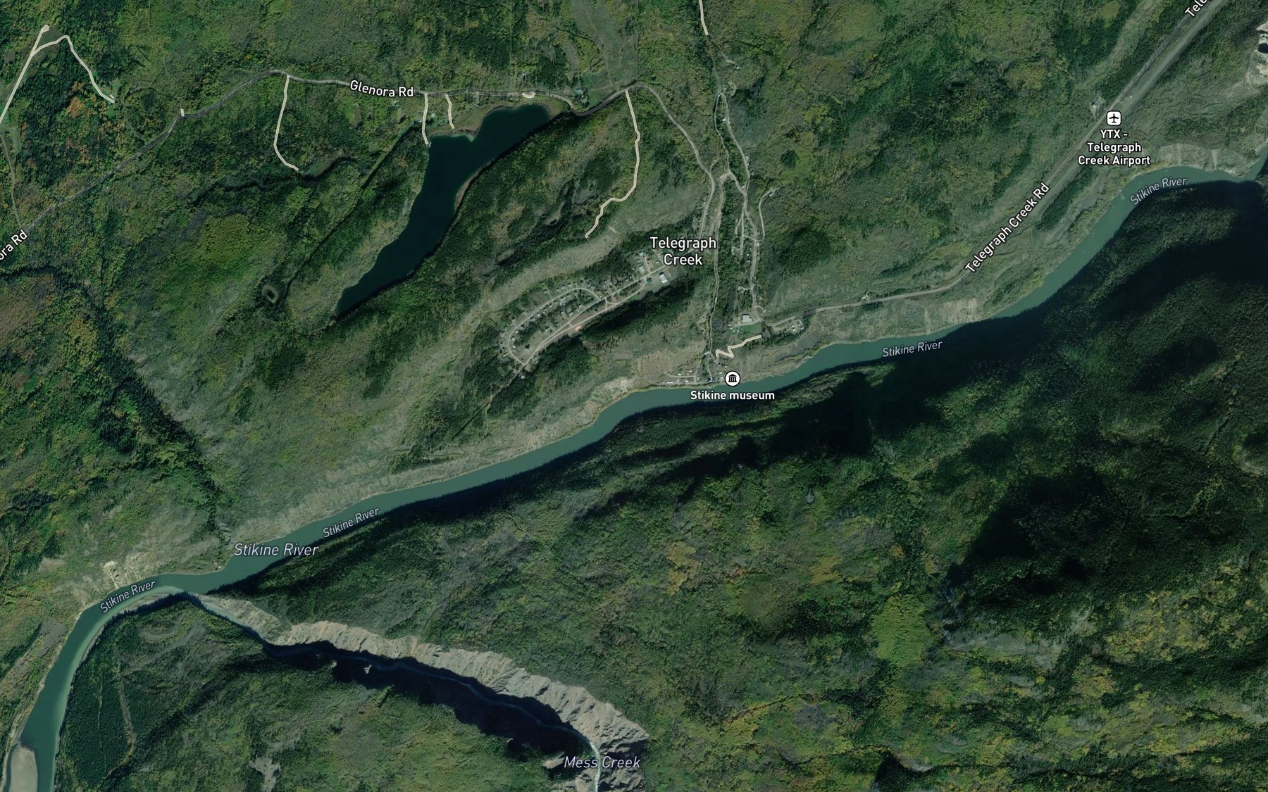 Satellite map of the Telegraph Creek