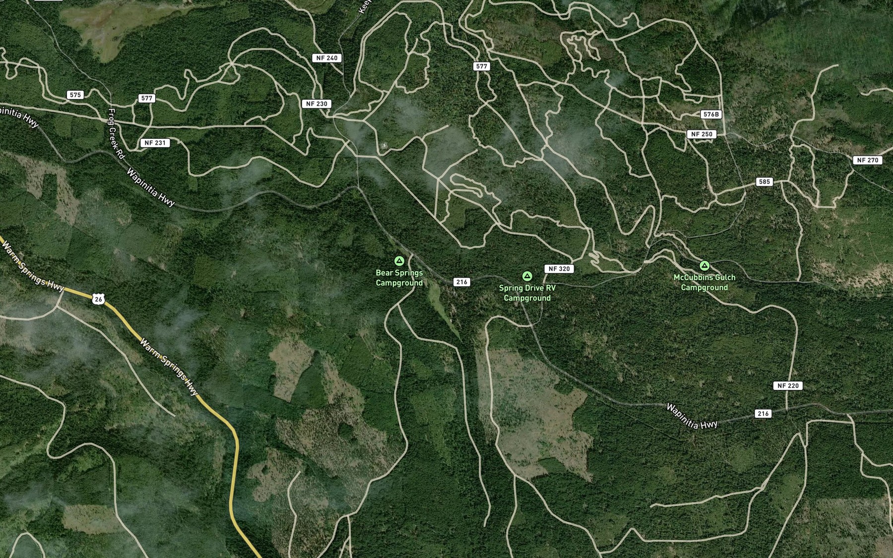 Satellite map of the Bear Spring