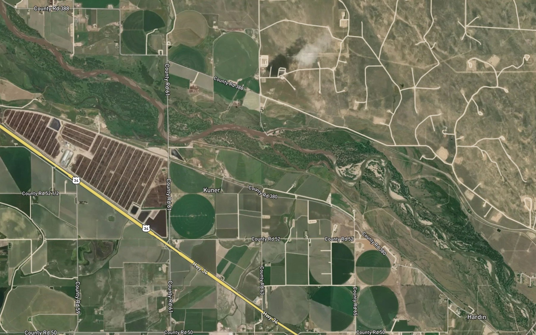 Satellite map of the Box Elder Creek