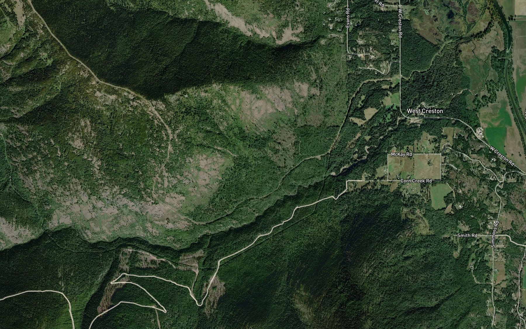 Satellite map of the McComb Creek