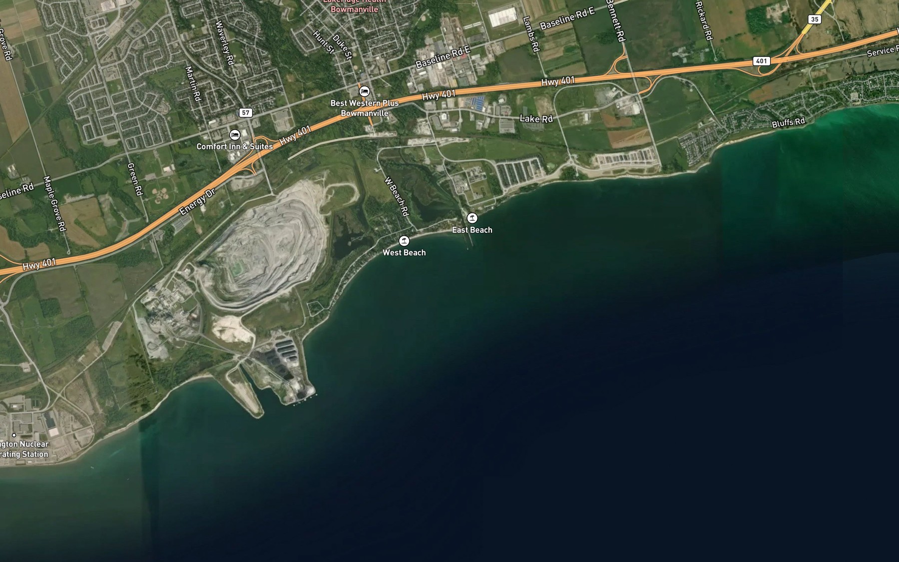 Satellite map of the West Side Creek