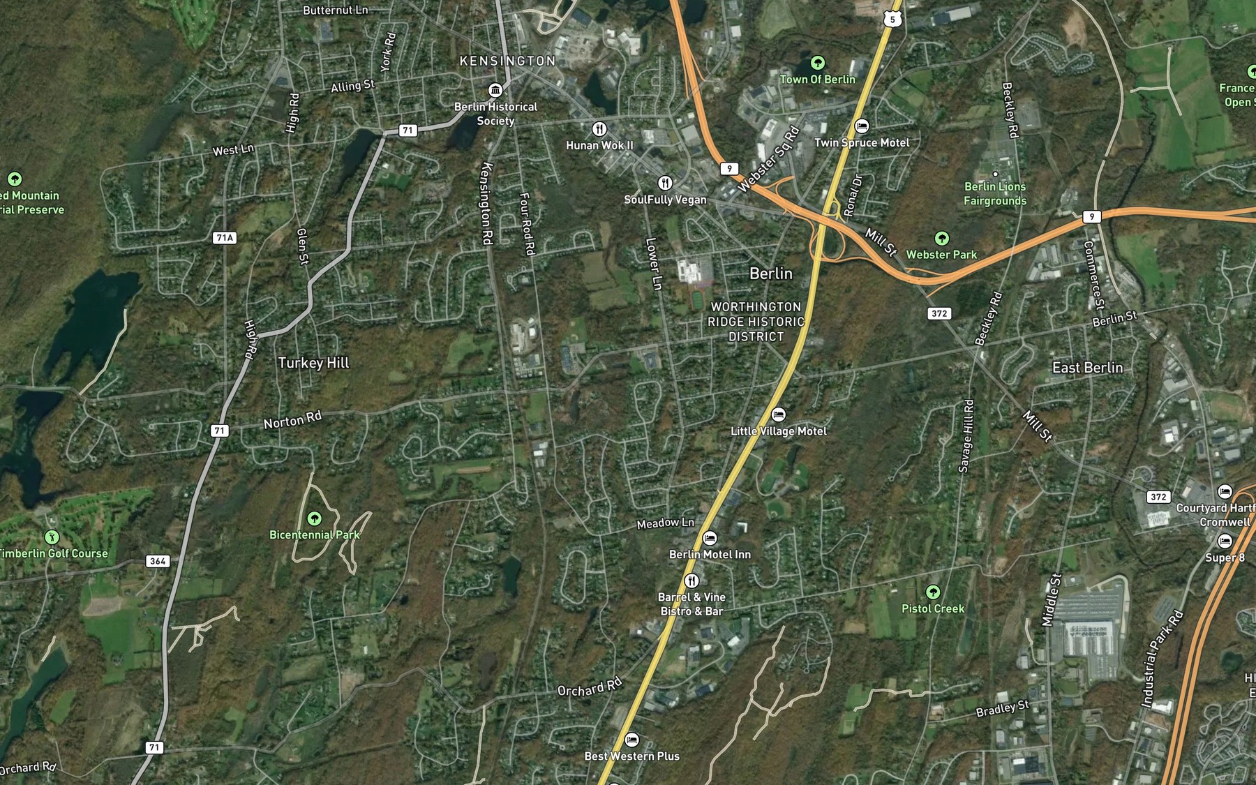 Satellite map of the Crooked Brook