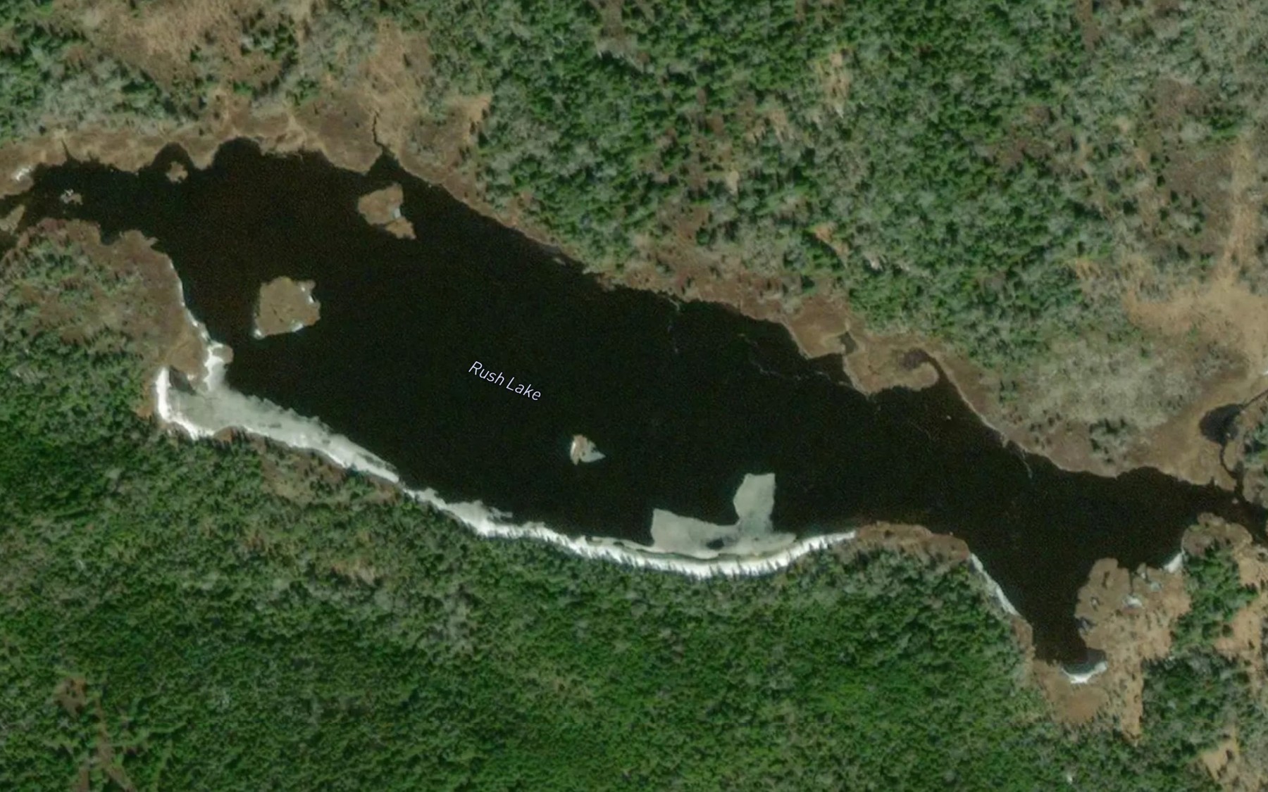Satellite map of the Rush Lake