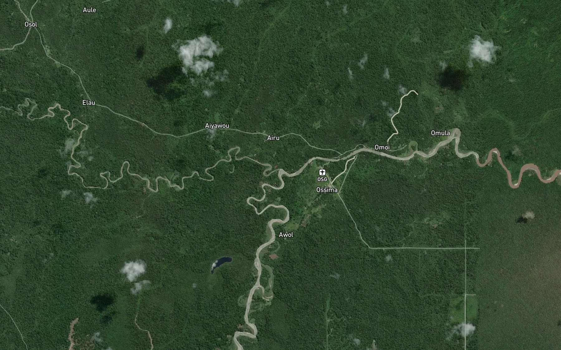 Satellite map of the Puwani River